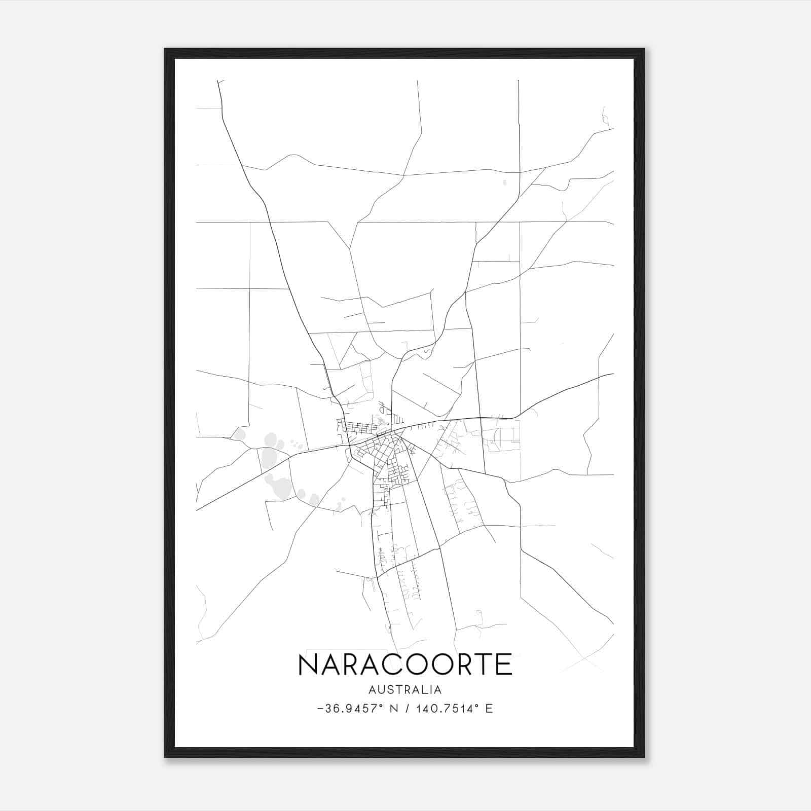 Naracoorte Australia Map Poster, Modern Home Decor Wall Art Print
