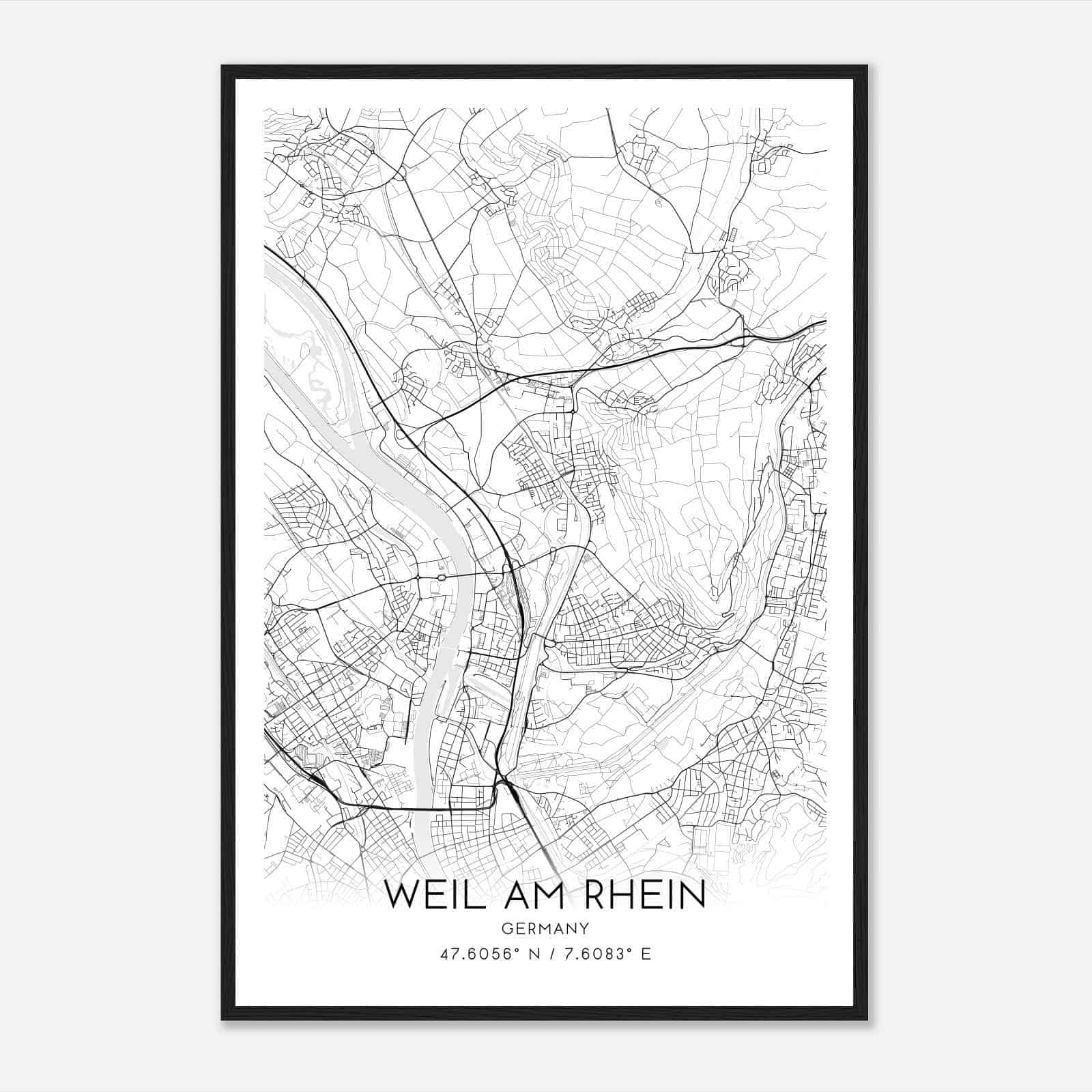 Weil am Rhein Germany Map Poster, Modern Home Decor Wall Art Print