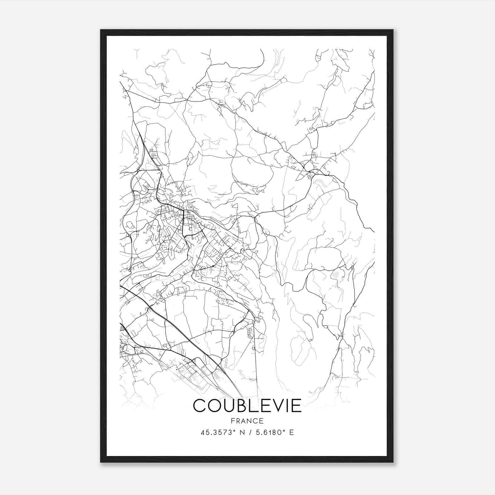 Coublevie France Map Poster, Modern Home Decor Wall Art Print