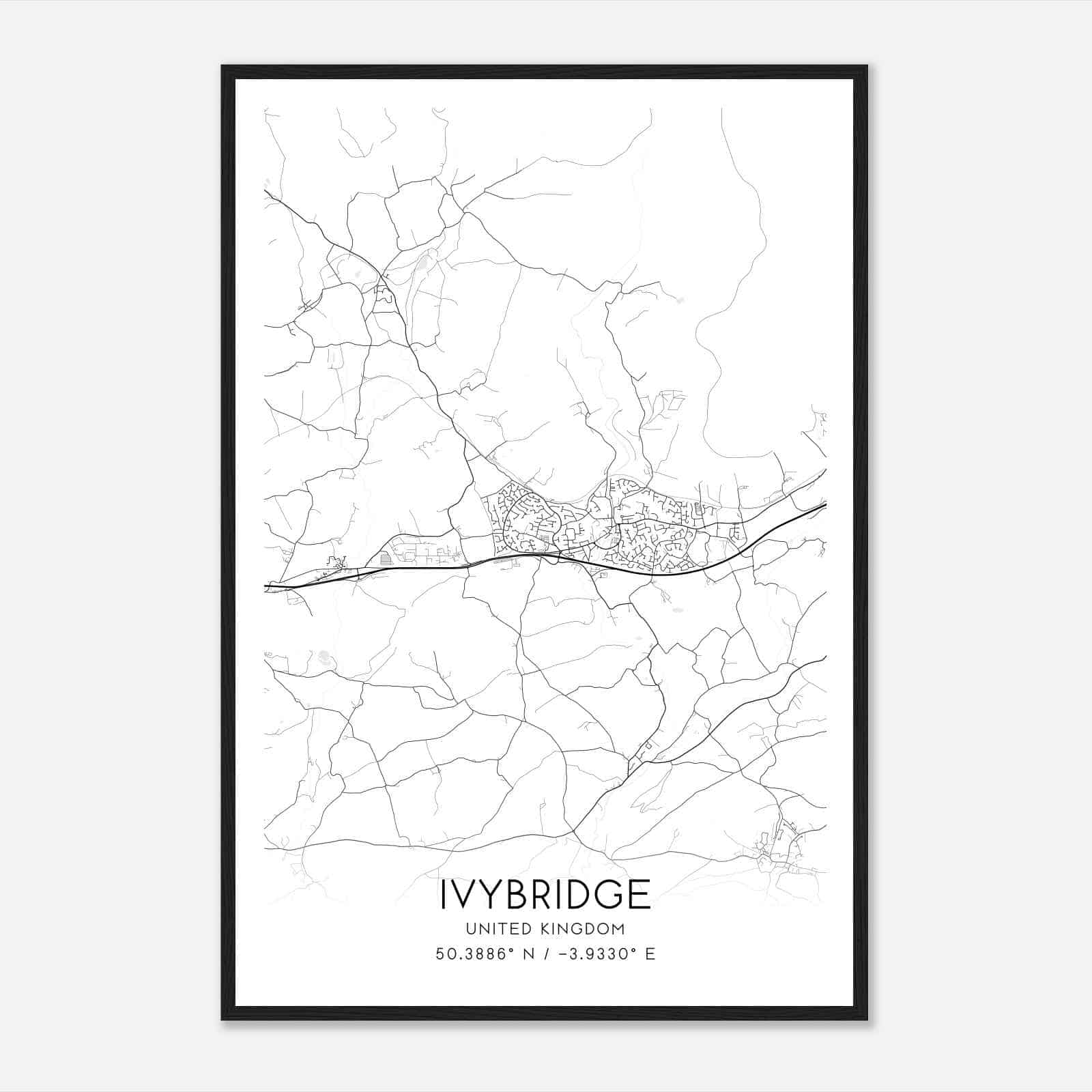 Ivybridge United Kingdom Map Poster, Modern Home Decor Wall Art Print
