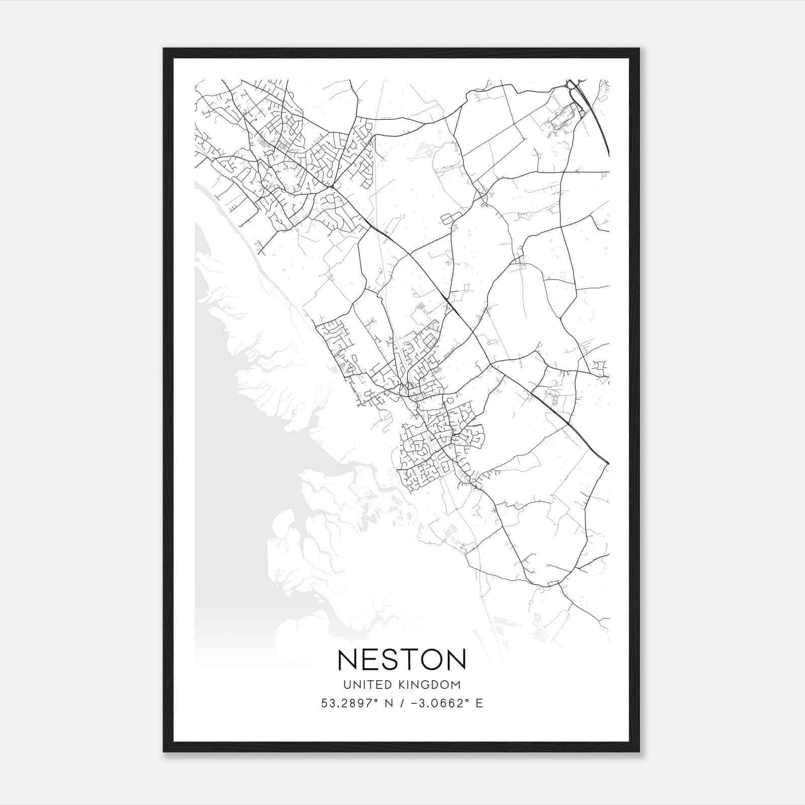 Neston United Kingdom Map Poster, Modern Home Decor Wall Art Print