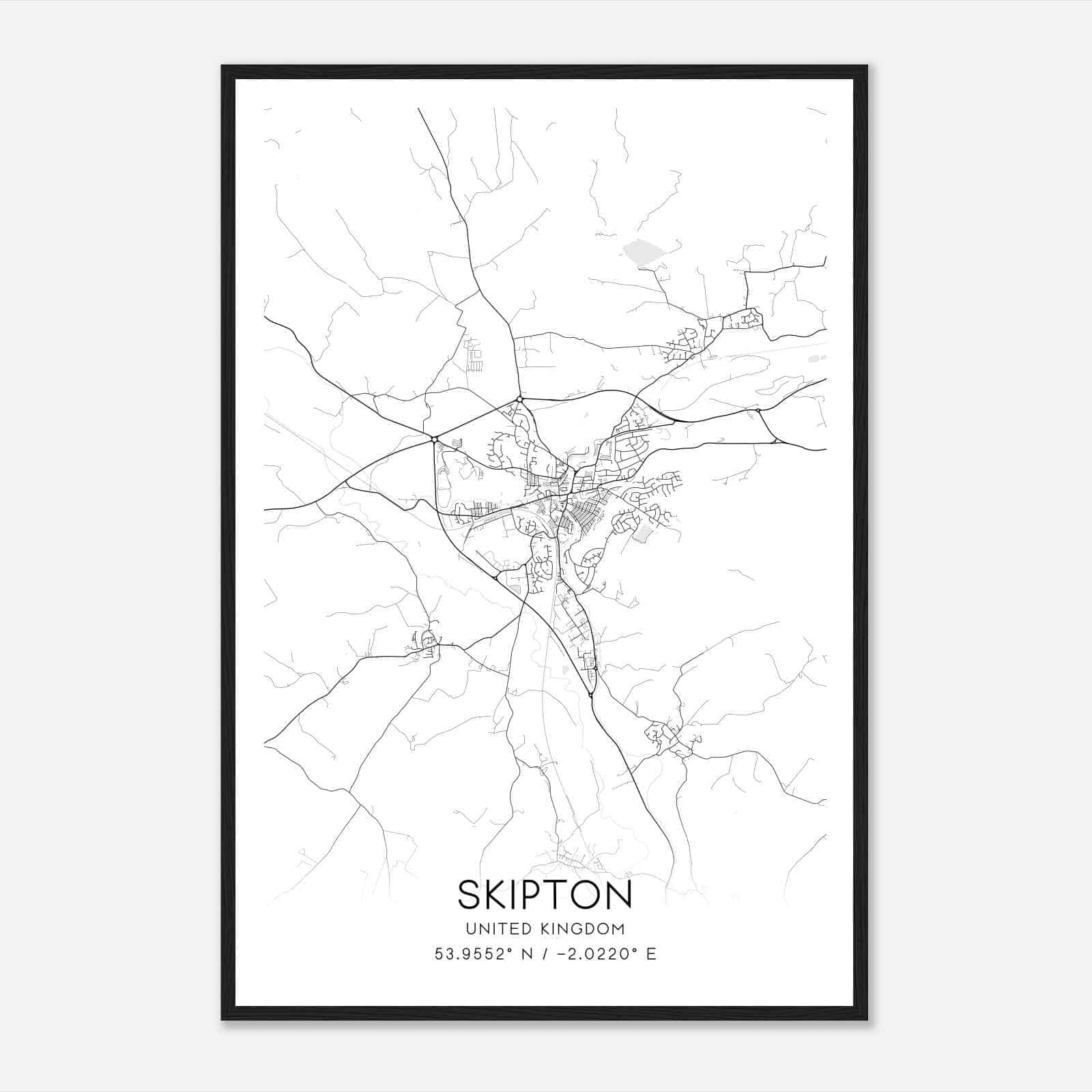 Skipton United Kingdom Map Poster, Modern Home Decor Wall Art Print
