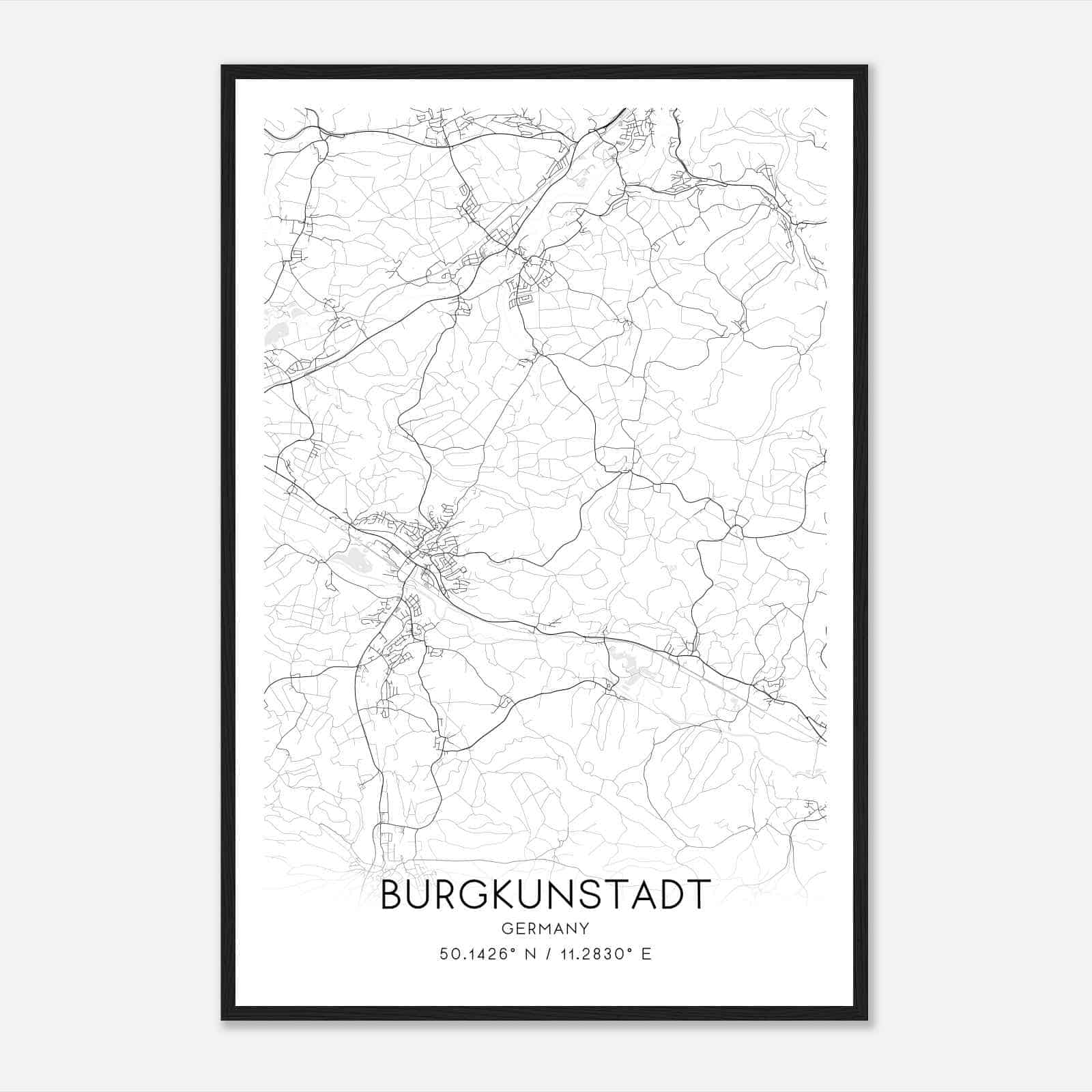 Burgkunstadt Germany Map Poster, Modern Home Decor Wall Art Print