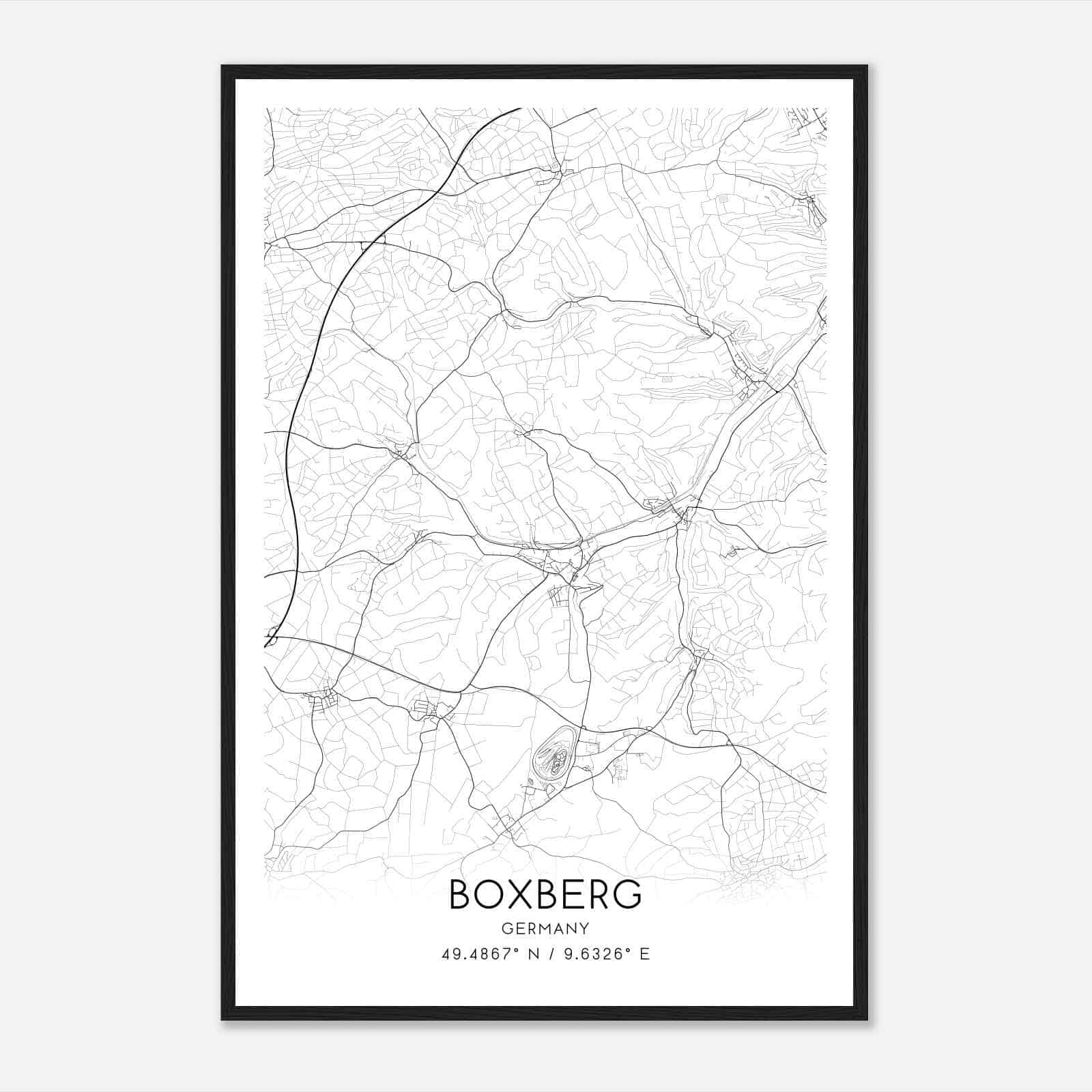 Boxberg Germany Map Poster, Modern Home Decor Wall Art Print