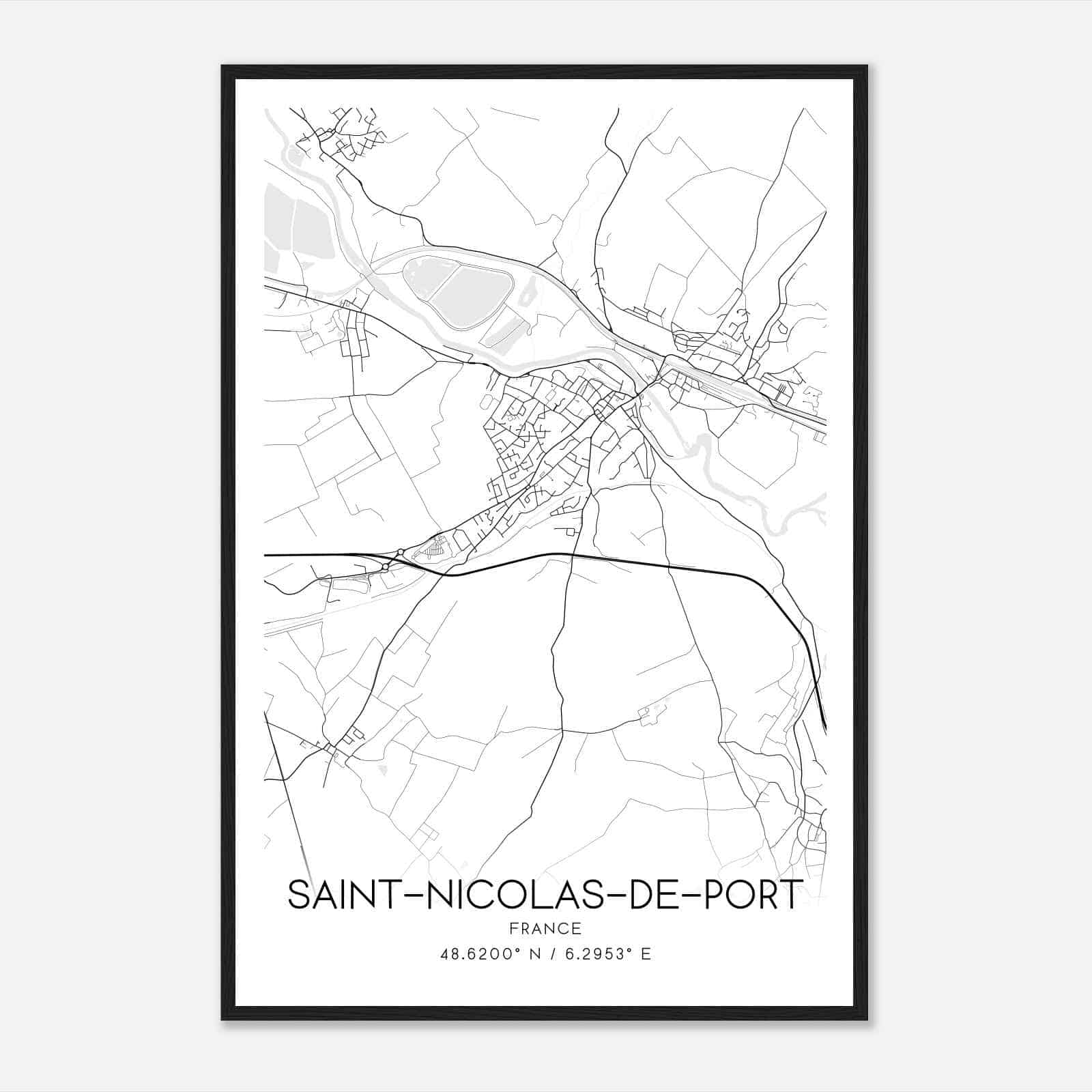 Saint-Nicolas-de-Port France Map Poster, Modern Home Decor Wall Art Print