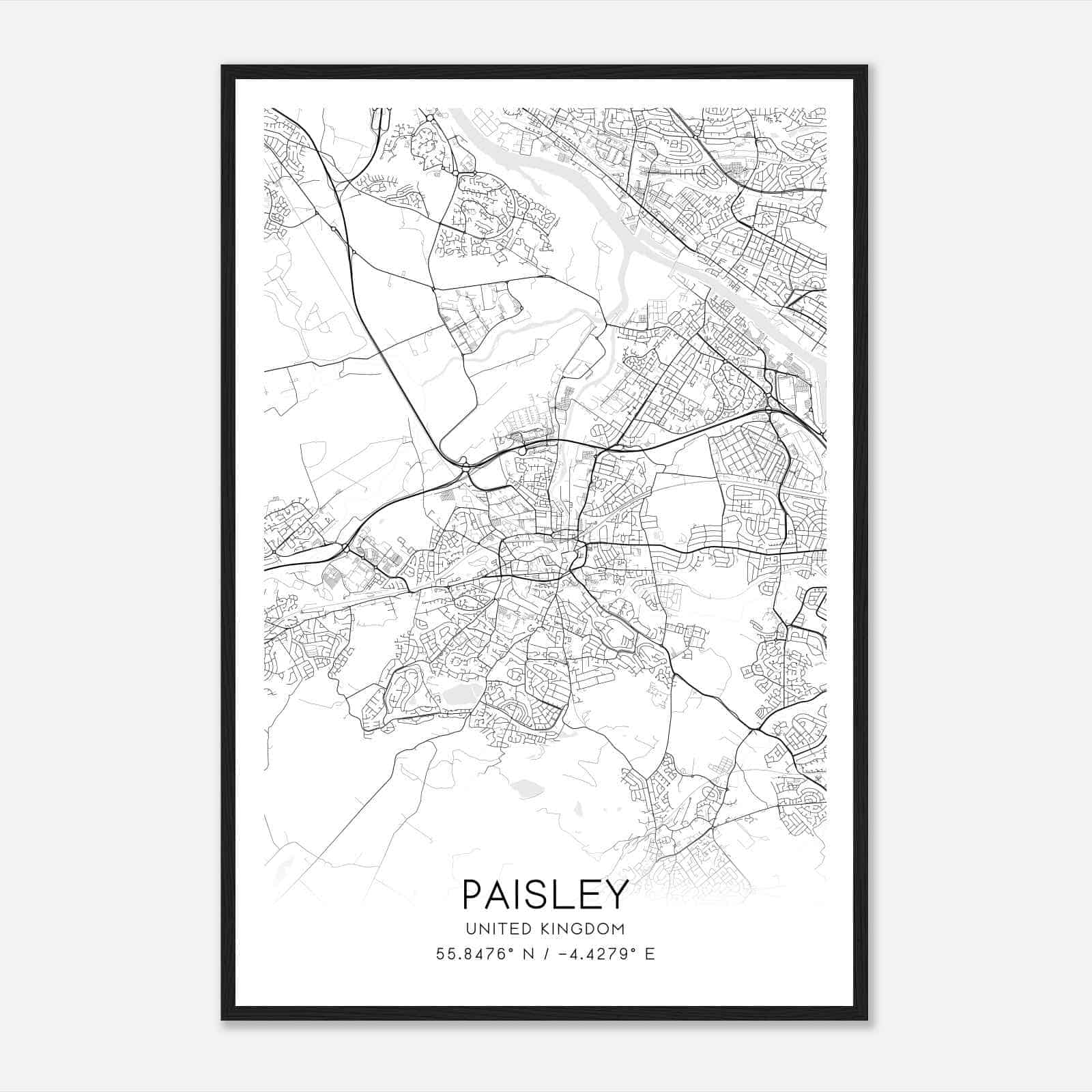 Paisley United Kingdom Map Poster, Modern Home Decor Wall Art Print