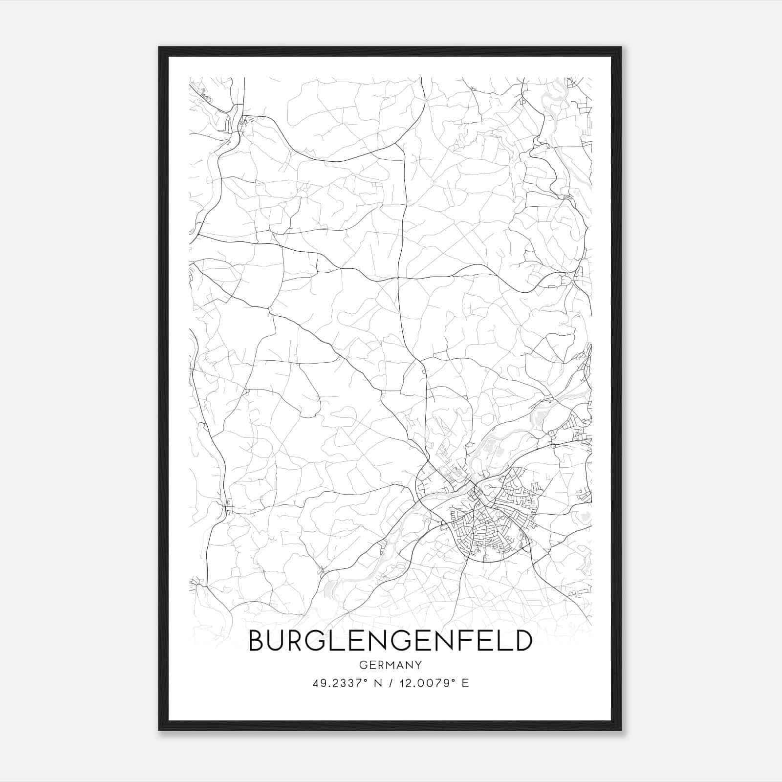 Burglengenfeld Germany Map Poster, Modern Home Decor Wall Art Print