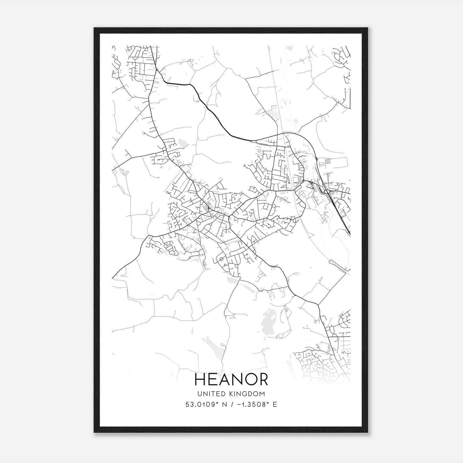 Heanor United Kingdom Map Poster, Modern Home Decor Wall Art Print Heanor United Kingdom Map Poster, Modern Home Decor Wall Art Print