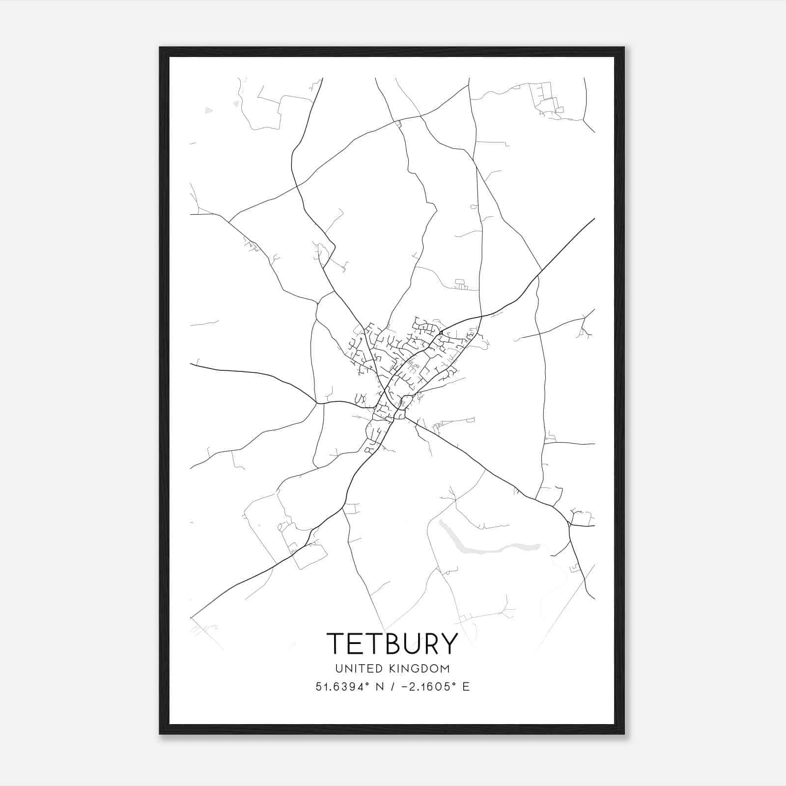 Tetbury United Kingdom Map Poster, Modern Home Decor Wall Art Print
