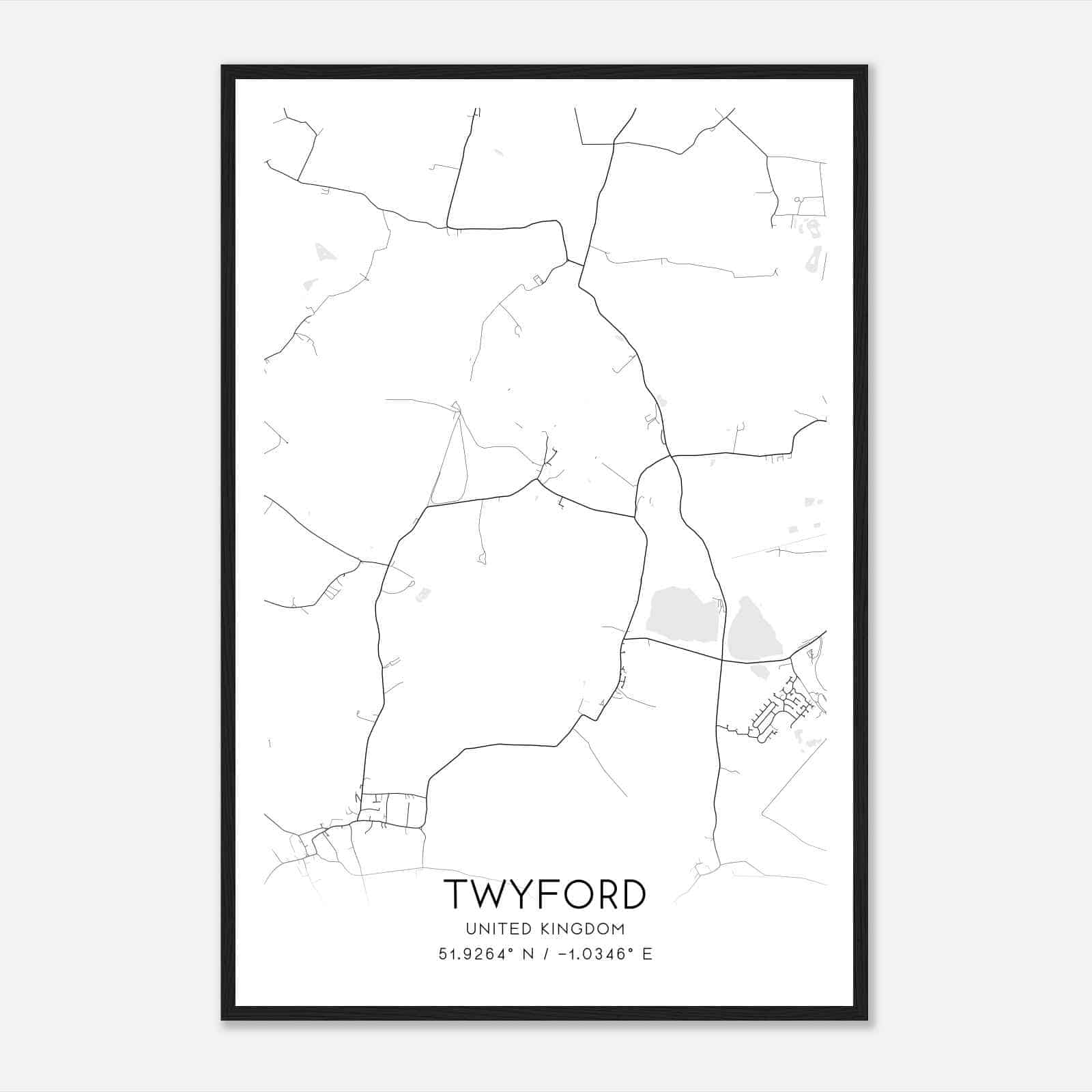 Twyford United Kingdom Map Poster, Modern Home Decor Wall Art Print