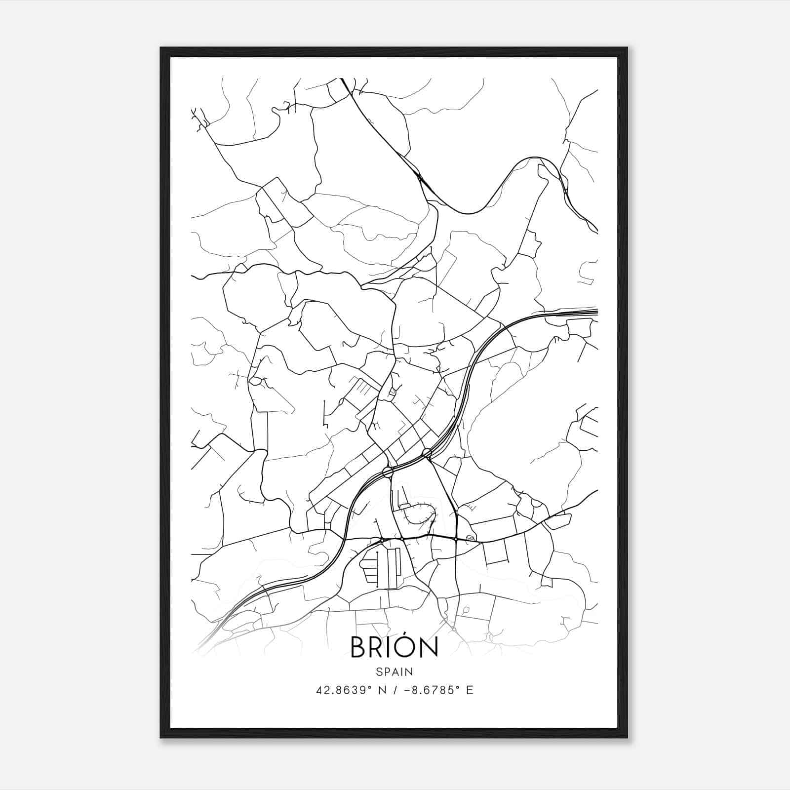 Brion Spain Map Poster, Modern Home Decor Wall Art Print