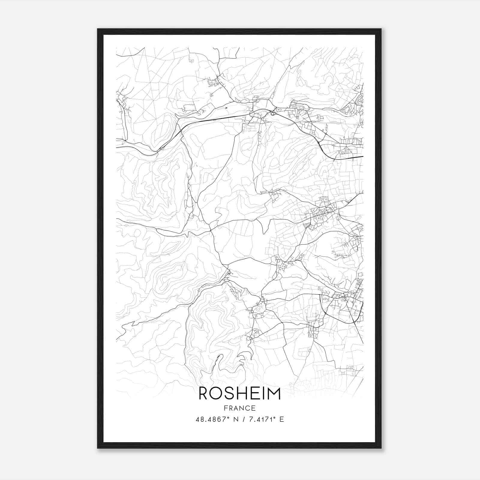 Rosheim France Map Poster, Modern Home Decor Wall Art Print
