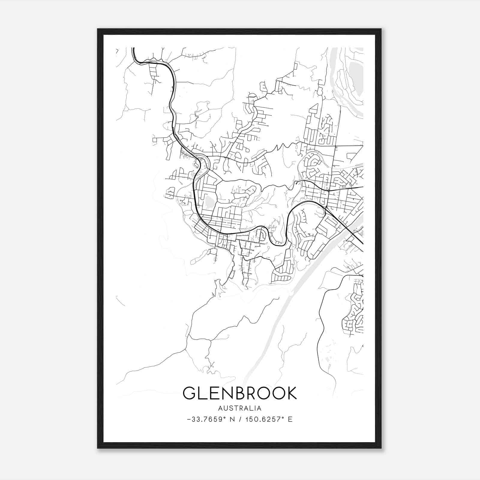 Glenbrook Australia Map Poster, Modern Home Decor Wall Art Print