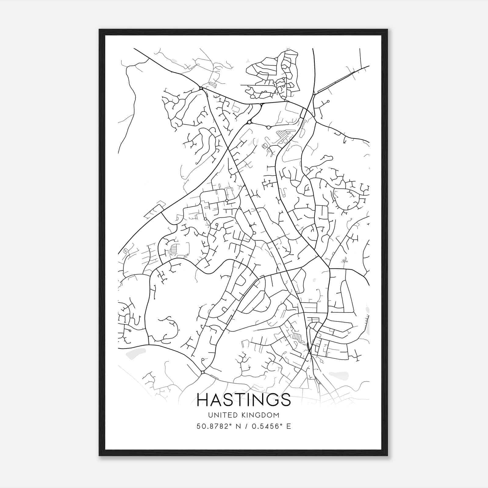 Hollington United Kingdom Map Poster, Modern Home Decor Wall Art Print
