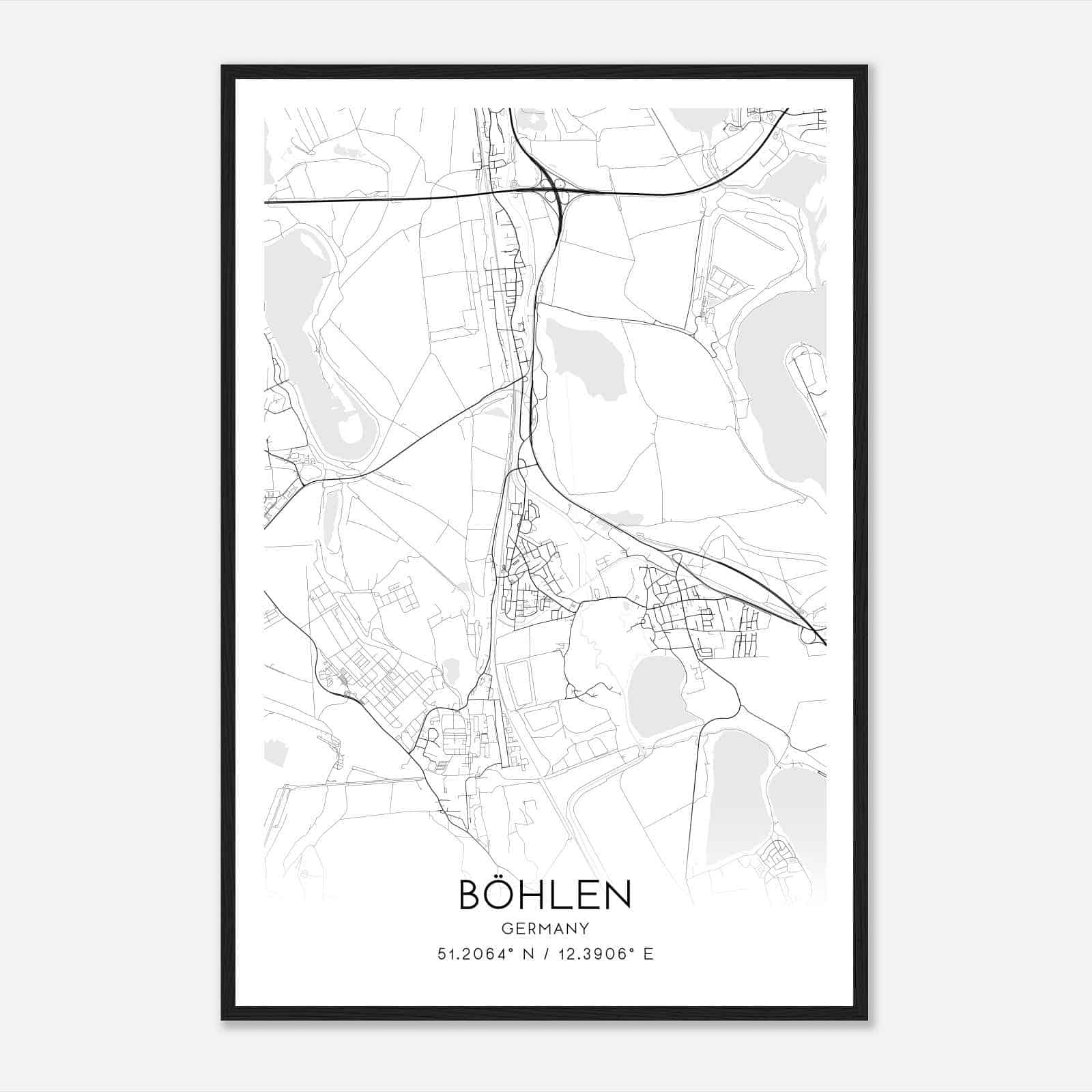 Bohlen Germany Map Poster, Modern Home Decor Wall Art Print