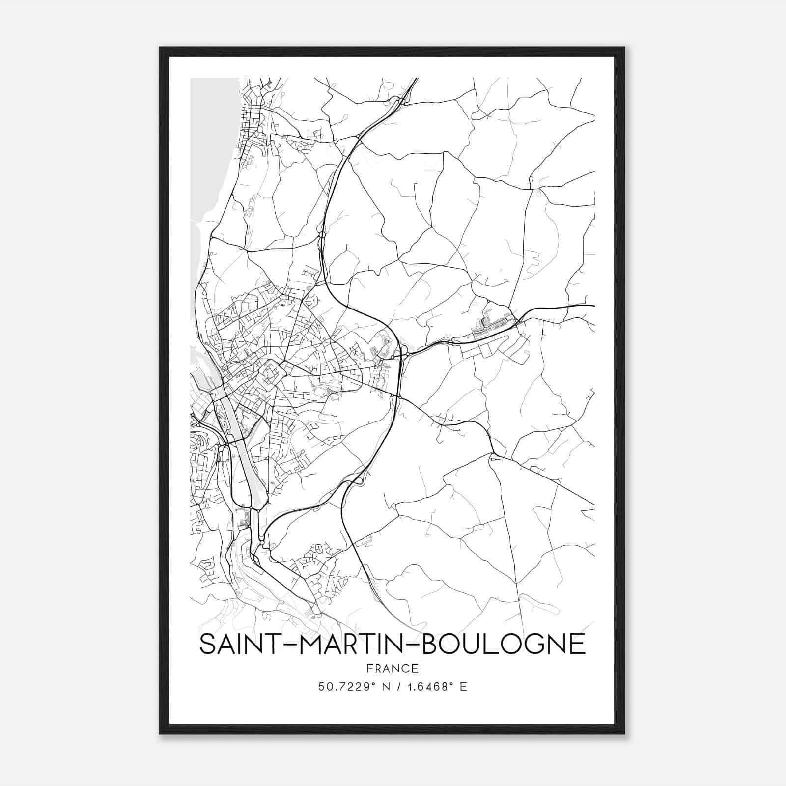 Saint-Martin-Boulogne France Map Poster, Modern Home Decor Wall Art Print