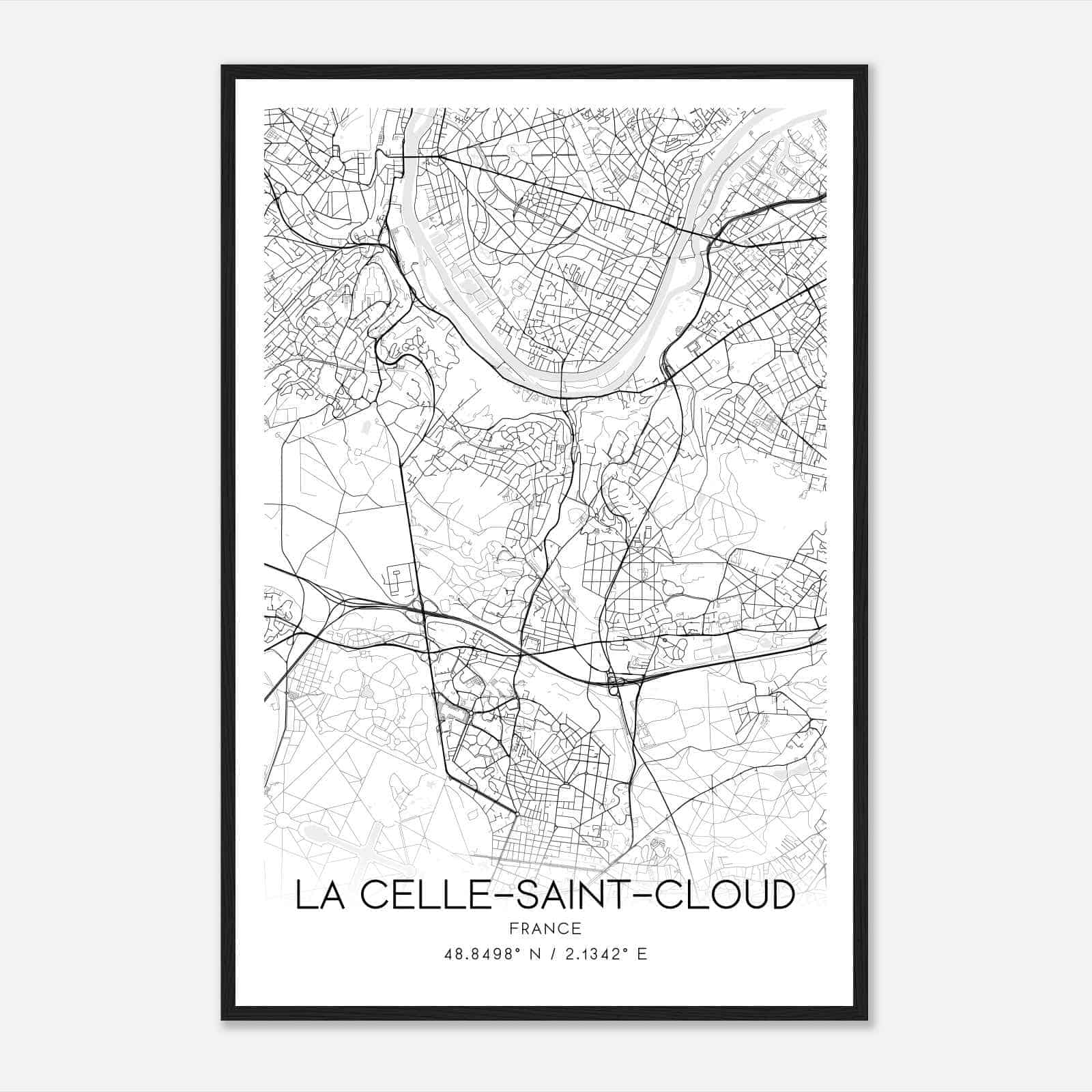 La Celle-Saint-Cloud France Map Poster, Modern Home Decor Wall Art Print