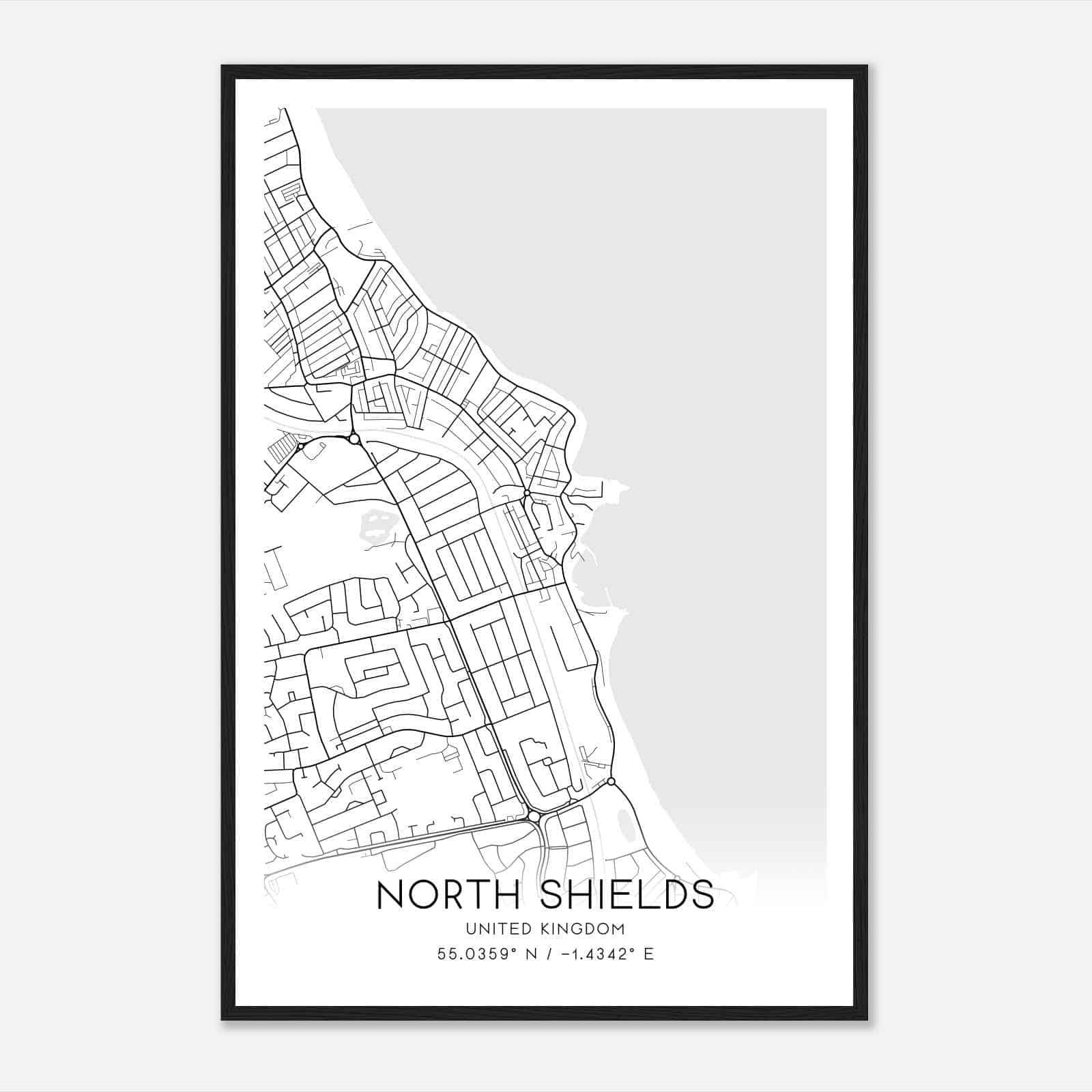 Cullercoats United Kingdom Map Poster, Modern Home Decor Wall Art Print