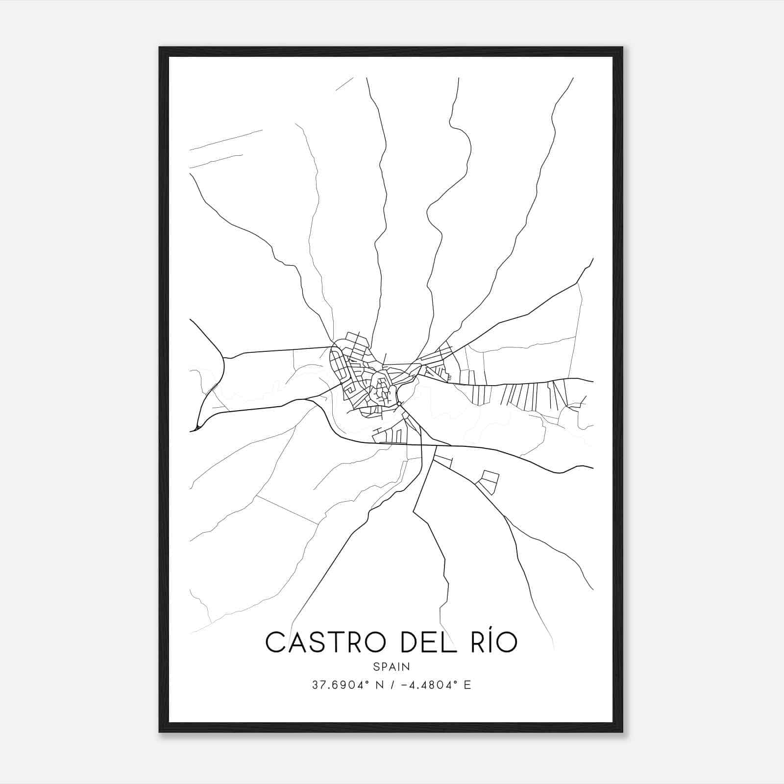 Castro del Rio Spain Map Poster, Modern Home Decor Wall Art Print