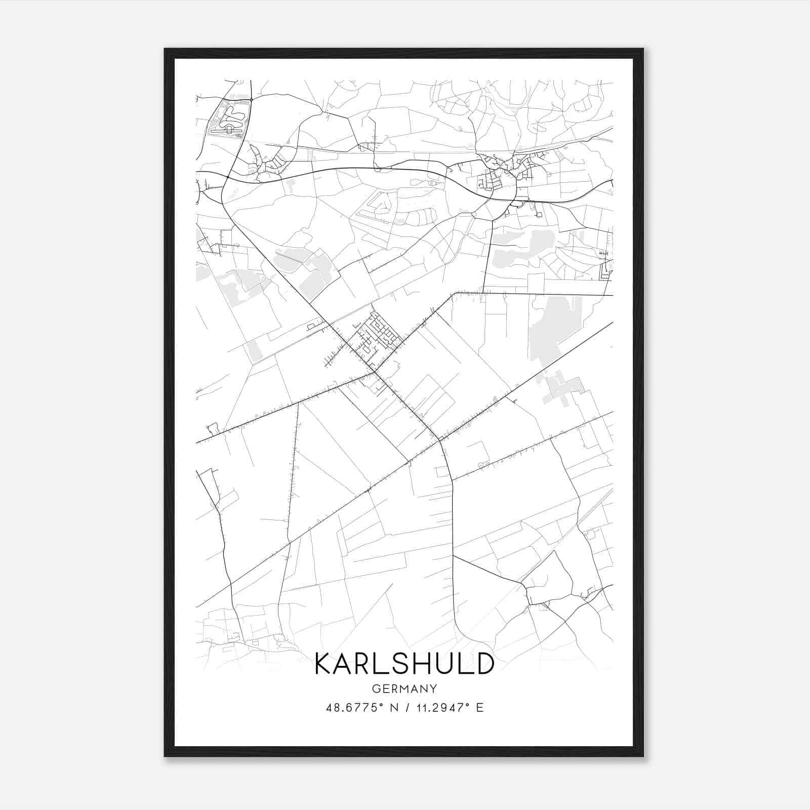 Karlshuld Germany Map Poster, Modern Home Decor Wall Art Print