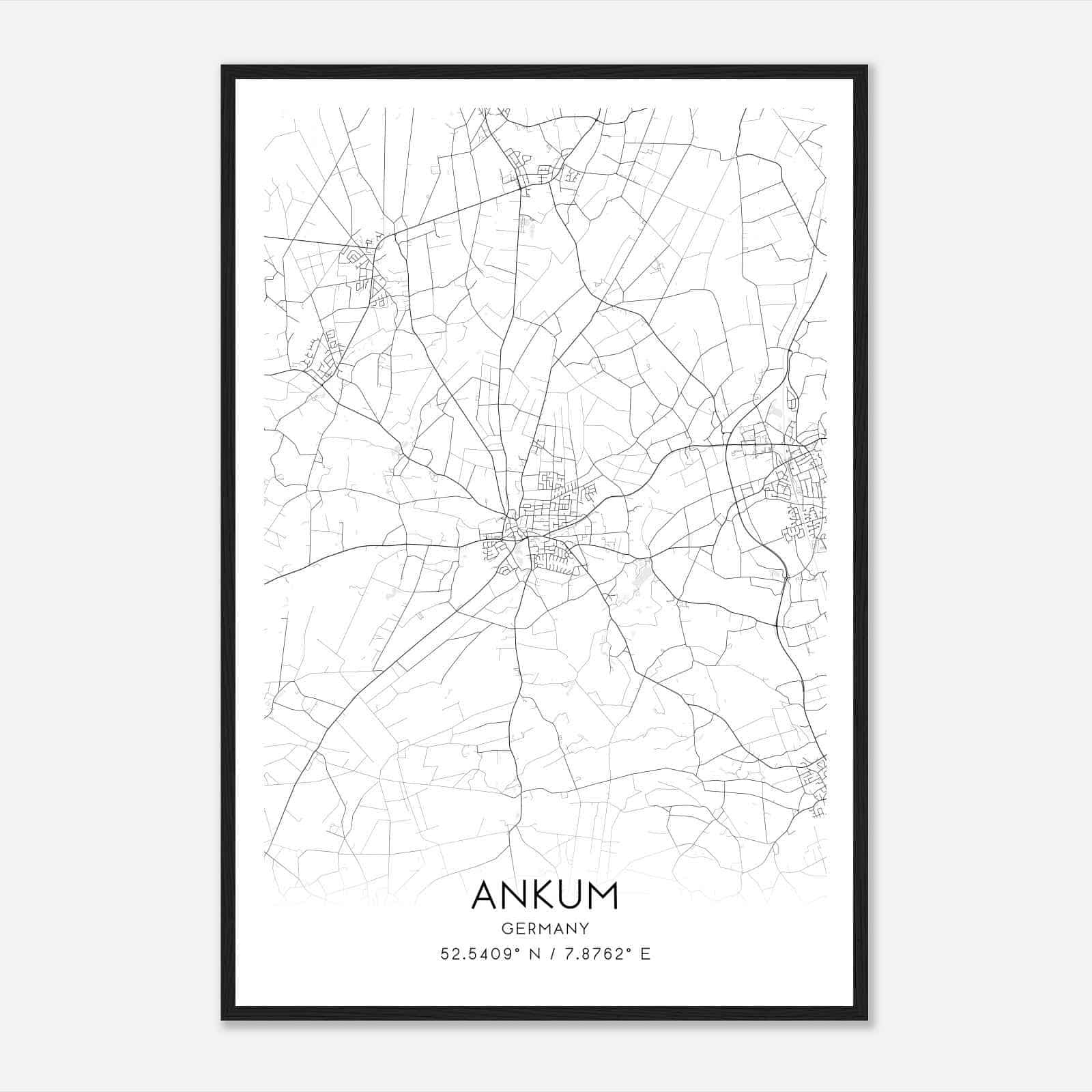 Ankum Germany Map Poster, Modern Home Decor Wall Art Print