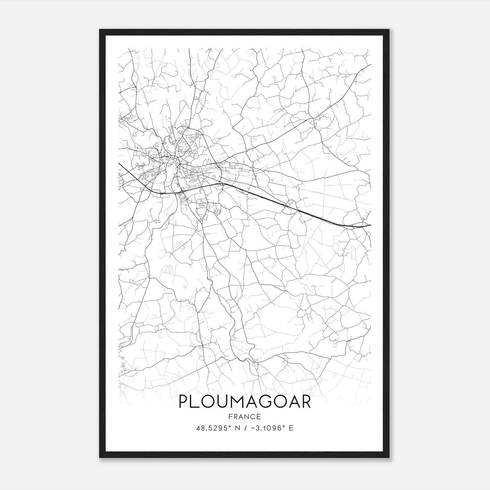 Ploumagoar France Map Poster, Modern Home Decor Wall Art Print