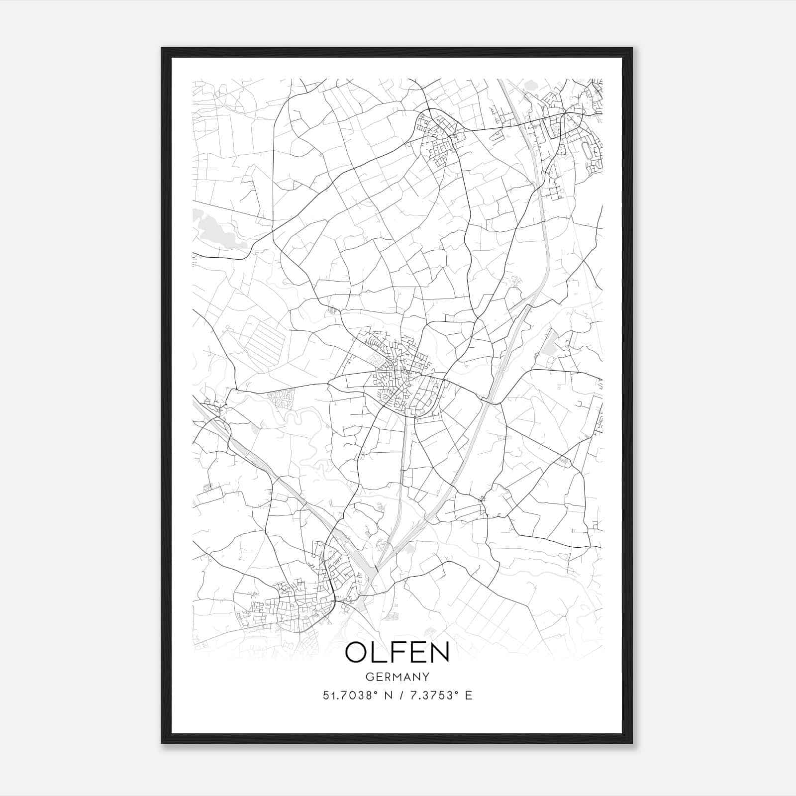 Olfen Germany Map Poster, Modern Home Decor Wall Art Print