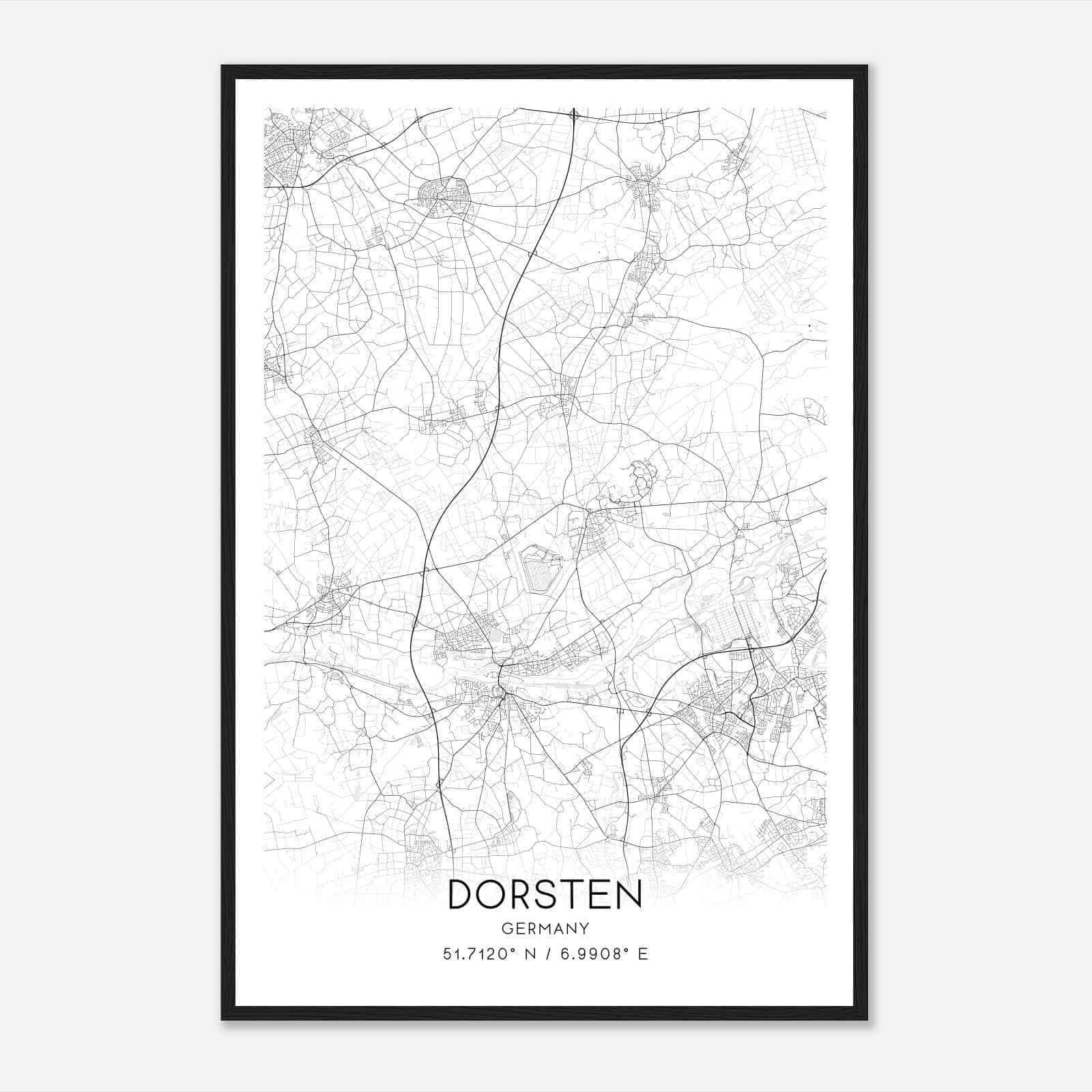 Dorsten Germany Map Poster, Modern Home Decor Wall Art Print