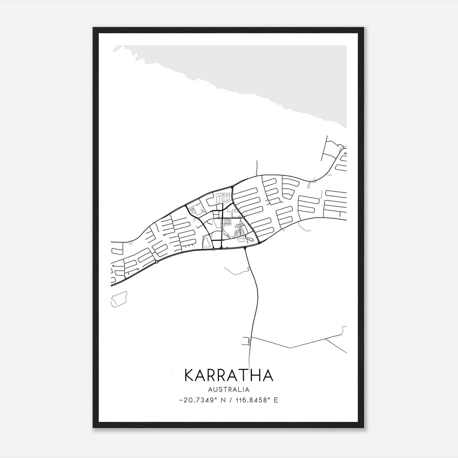 Karratha Australia Map Poster, Modern Home Decor Wall Art Print