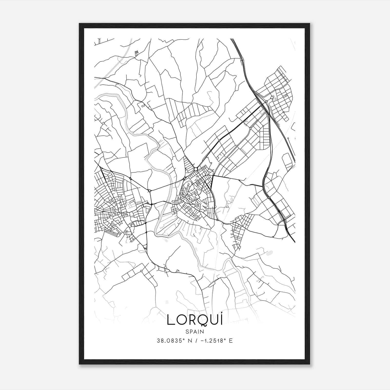 Lorqui Spain Map Poster, Modern Home Decor Wall Art Print