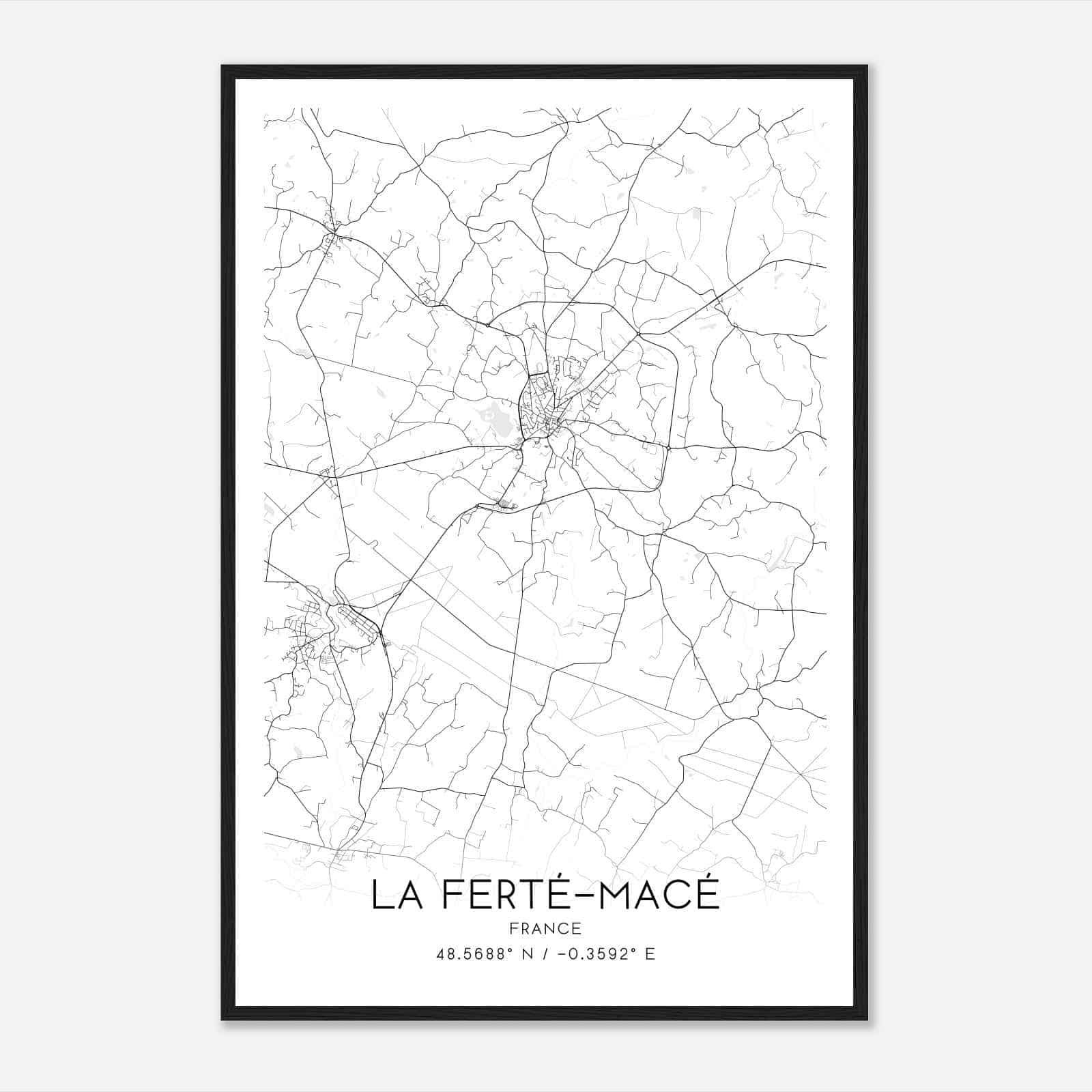 La Ferte-Mace France Map Poster, Modern Home Decor Wall Art Print