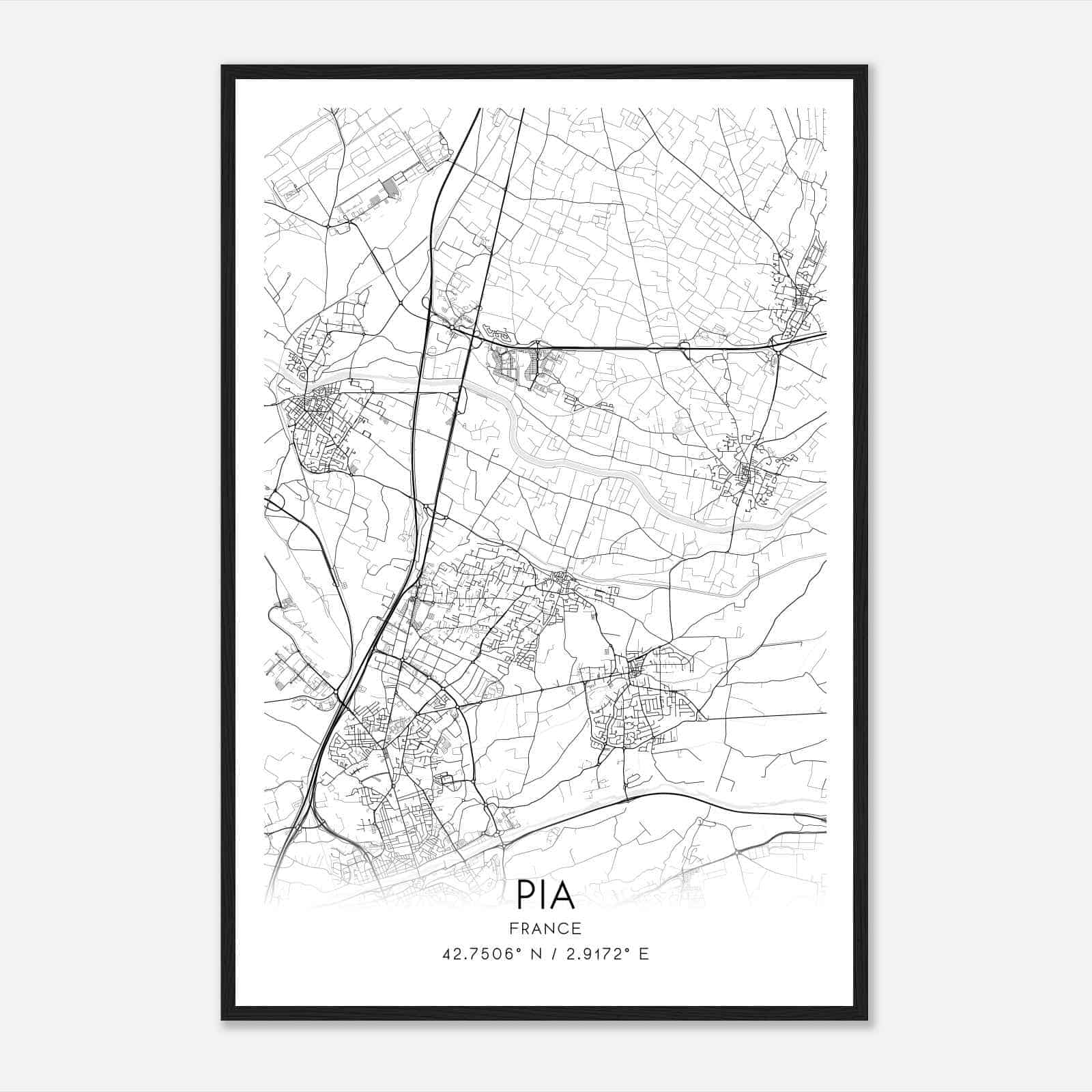 Pia France Map Poster, Modern Home Decor Wall Art Print