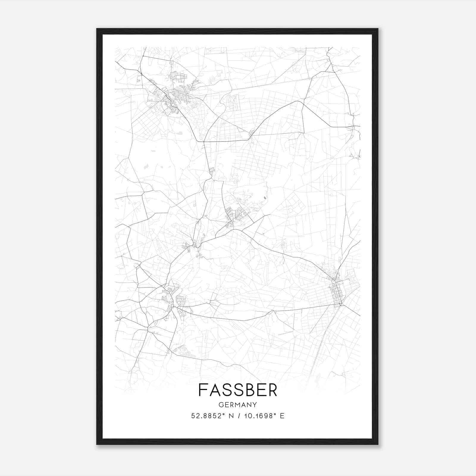 Fassberg Germany Map Poster, Modern Home Decor Wall Art Print