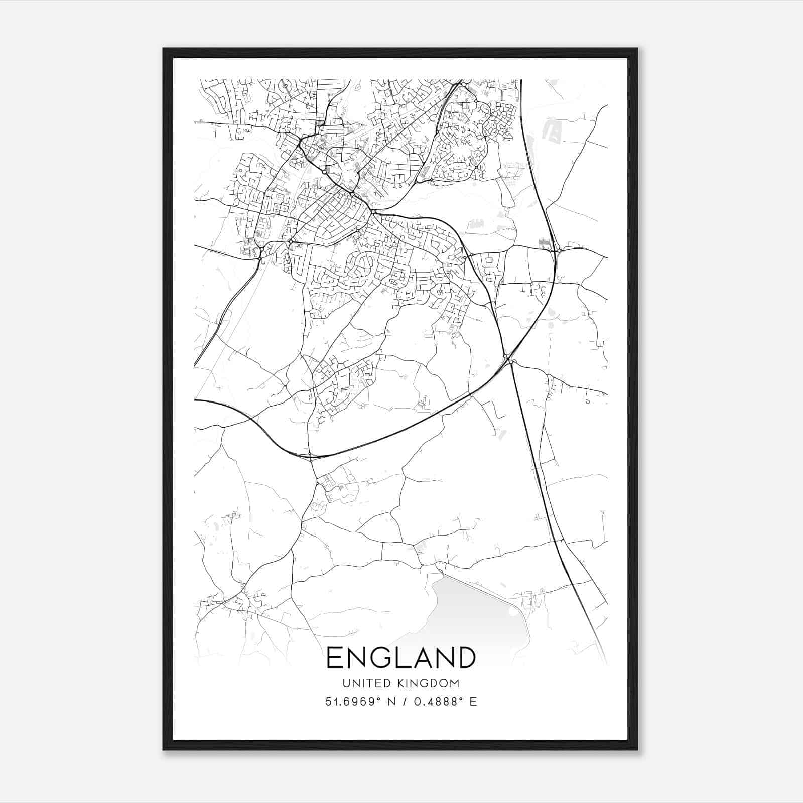 Galleywood United Kingdom Map Poster, Modern Home Decor Wall Art Print