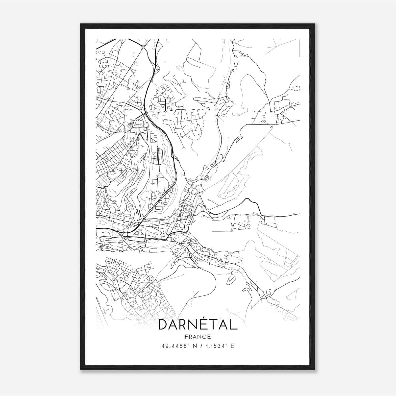 Darnetal France Map Poster, Modern Home Decor Wall Art Print