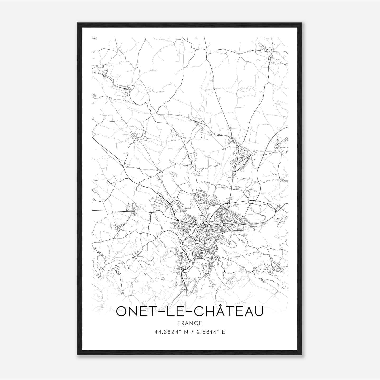 Onet Village France Map Poster, Modern Home Decor Wall Art Print