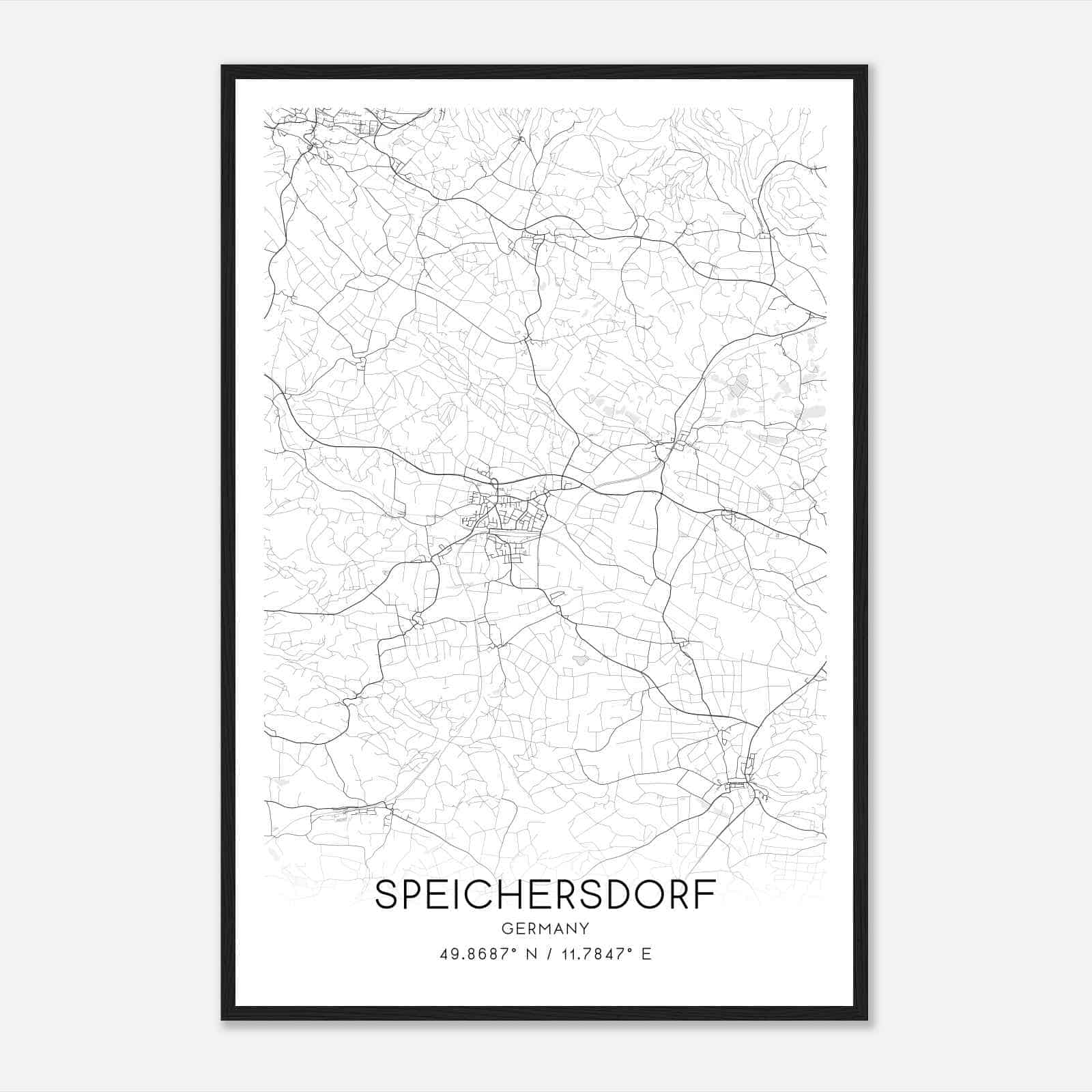 Speichersdorf Germany Map Poster, Modern Home Decor Wall Art Print