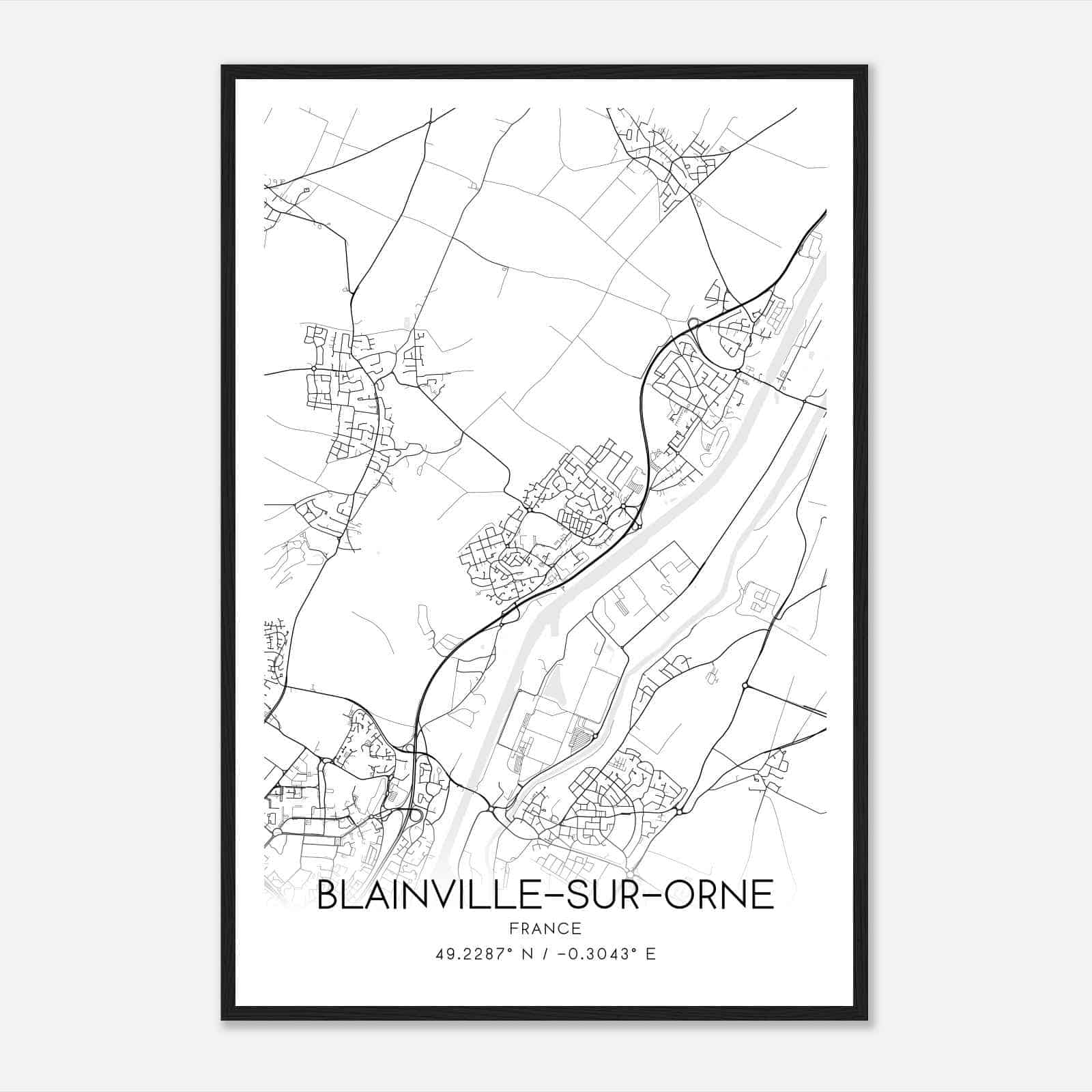Blainville-sur-Orne France Map Poster, Modern Home Decor Wall Art Print
