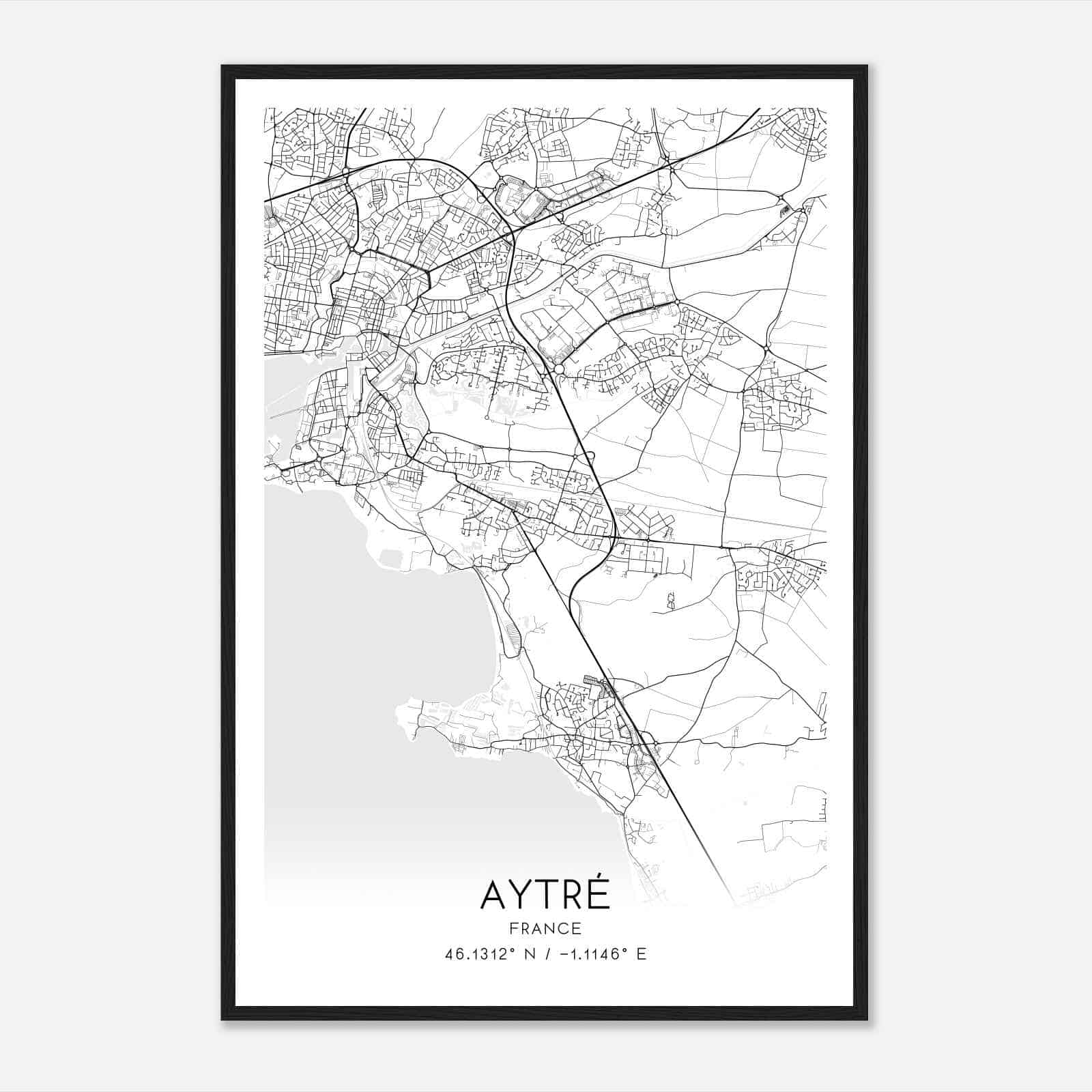 Aytre France Map Poster, Modern Home Decor Wall Art Print