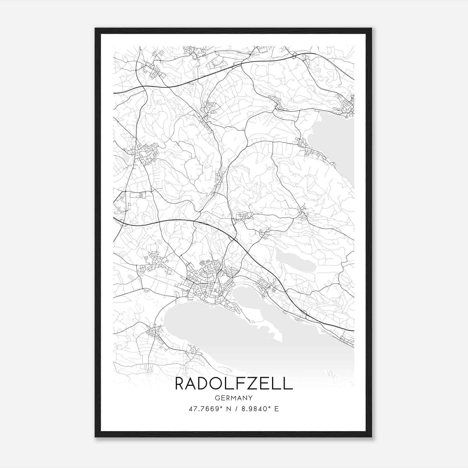 Radolfzell am Bodensee Germany Map Poster, Modern Home Decor Wall Art Print