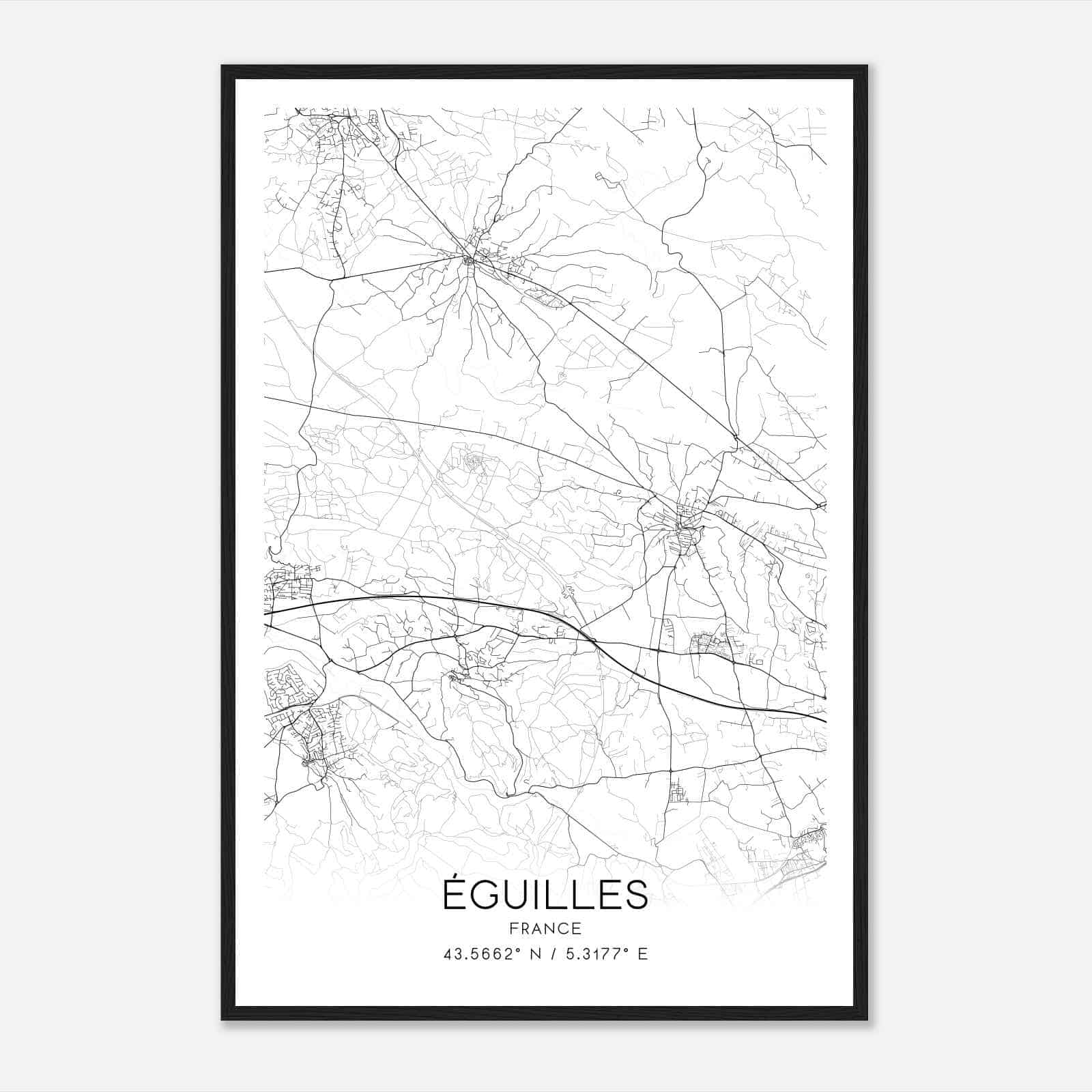 Eguilles France Map Poster, Modern Home Decor Wall Art Print