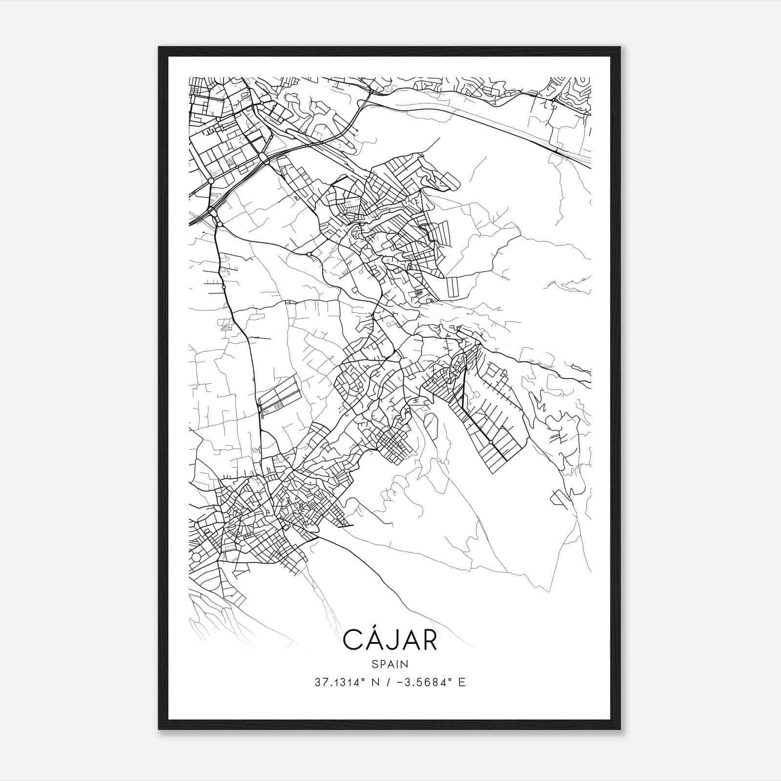 Cajar Spain Map Poster, Modern Home Decor Wall Art Print