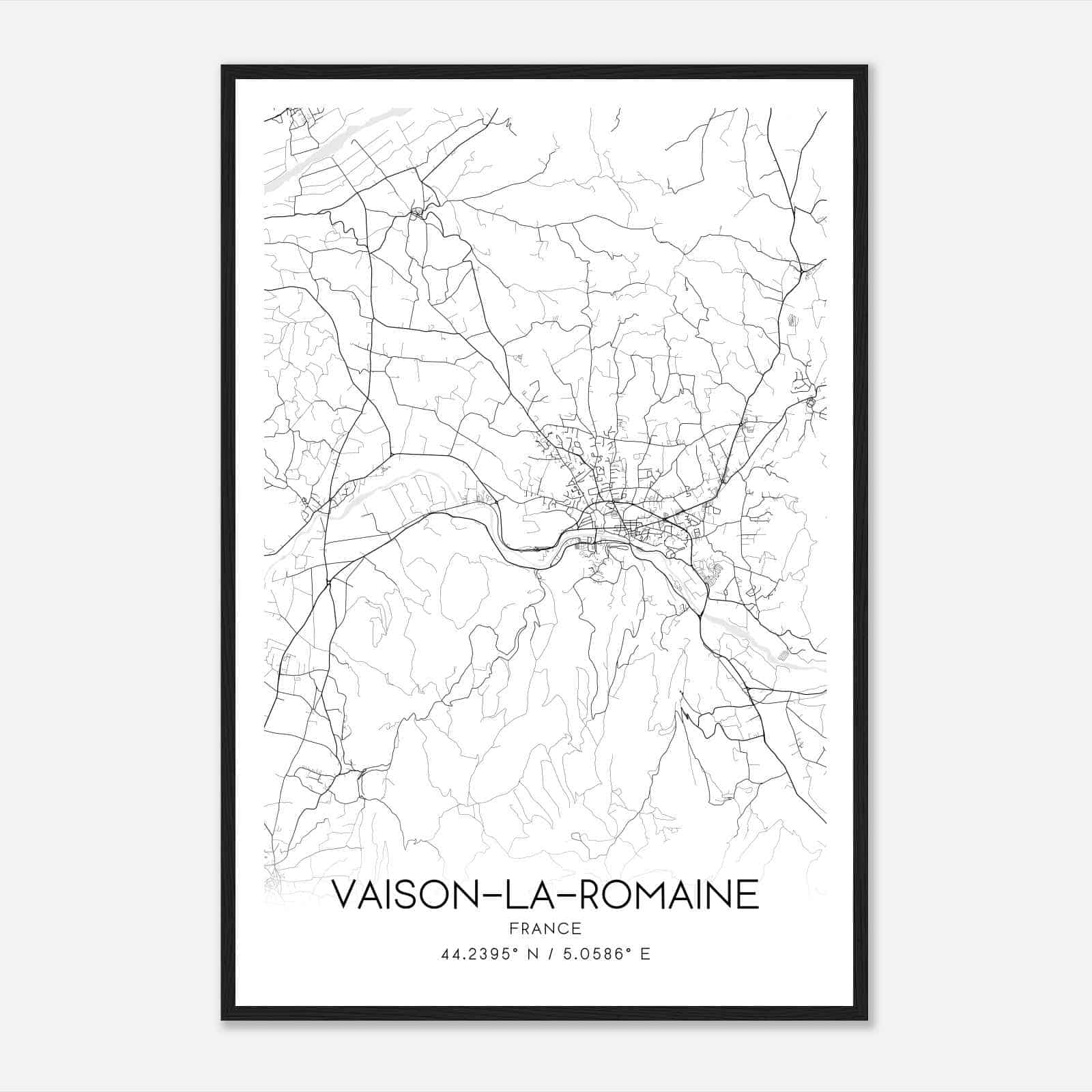 Vaison-la-Romaine France Map Poster, Modern Home Decor Wall Art Print