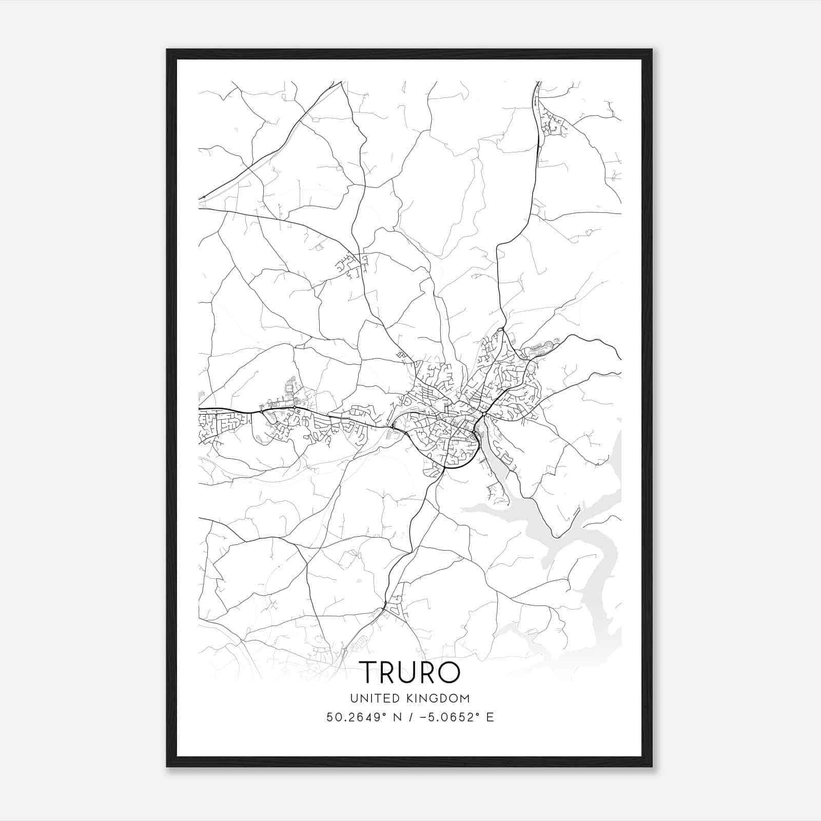 Truro United Kingdom Map Poster, Modern Home Decor Wall Art Print