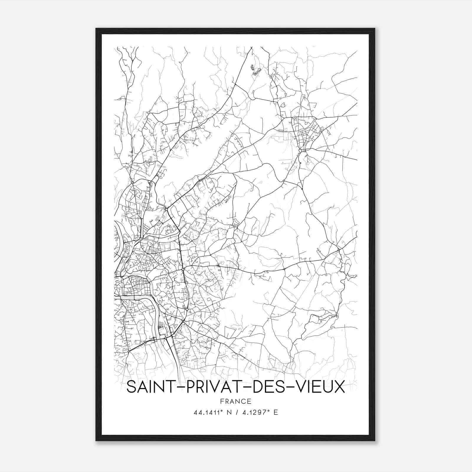 Saint-Privat-des-Vieux France Map Poster, Modern Home Decor Wall Art Print