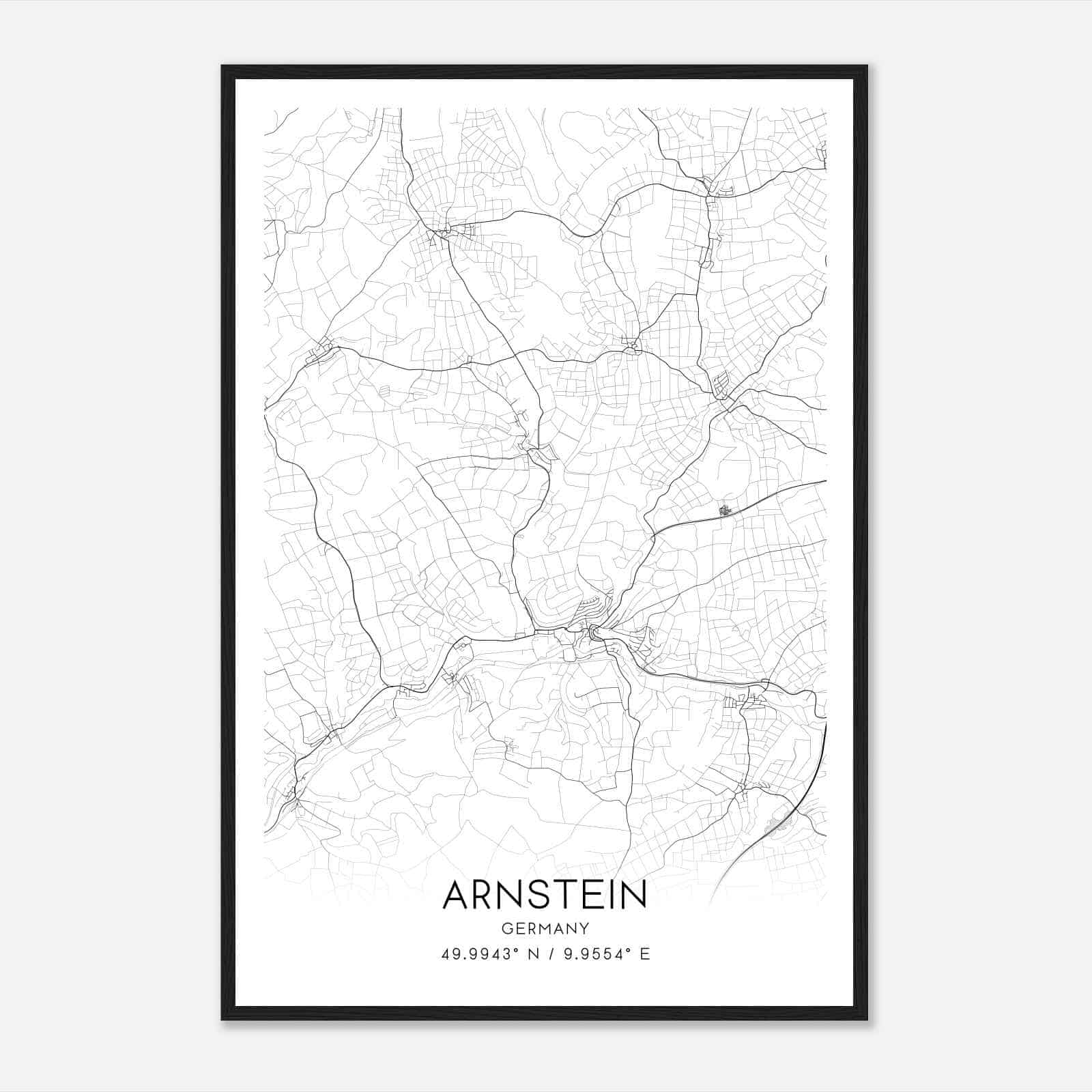 Arnstein Germany Map Poster, Modern Home Decor Wall Art Print