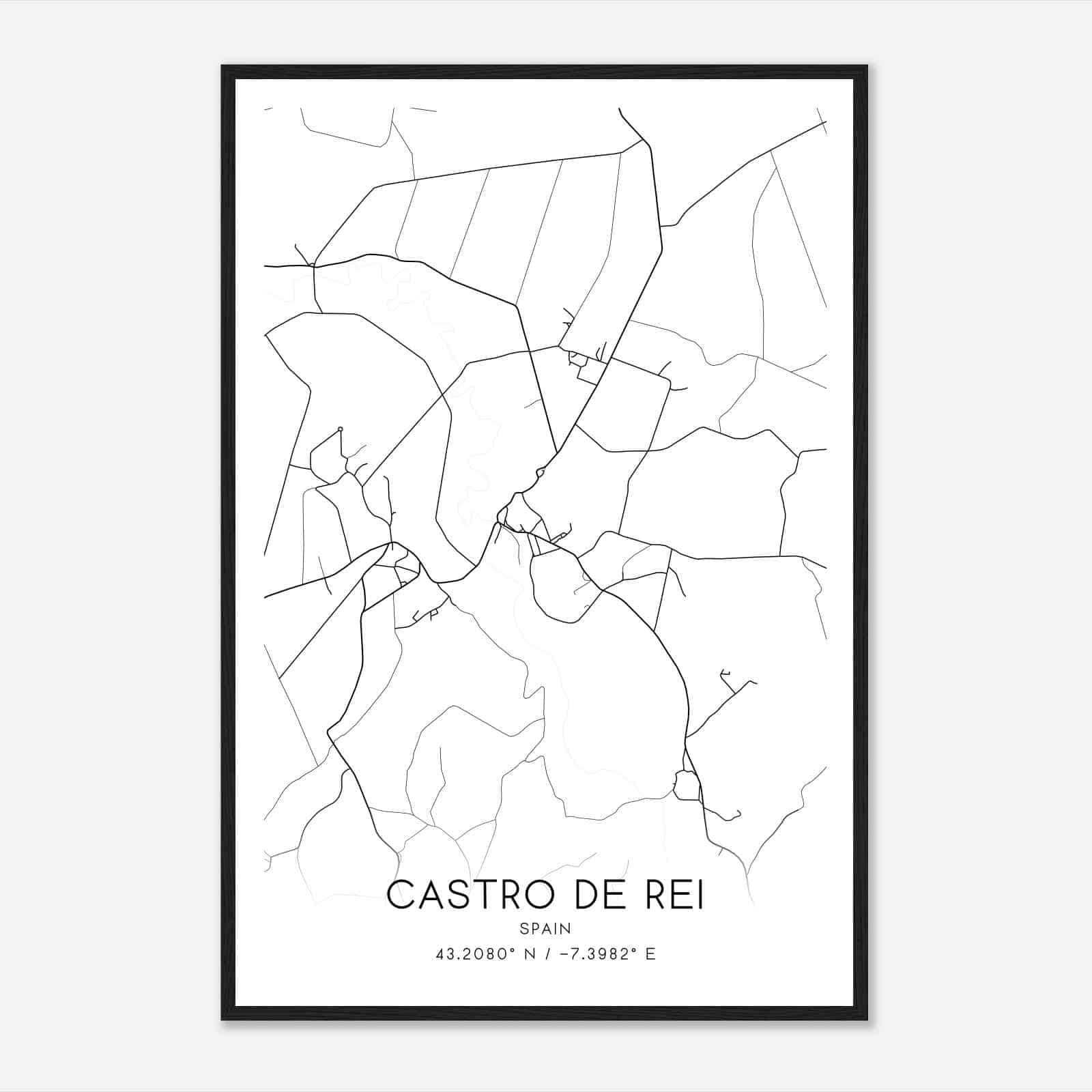 Castro de Rey Spain Map Poster, Modern Home Decor Wall Art Print