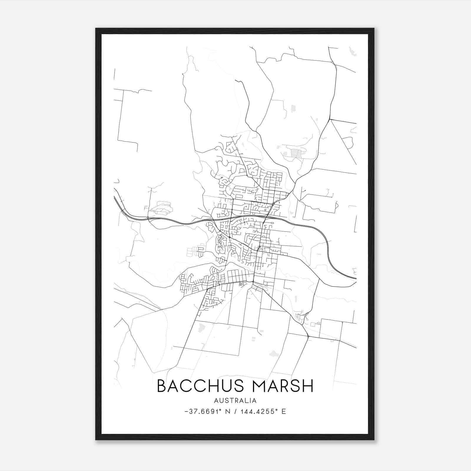 Bacchus Marsh Australia Map Poster, Modern Home Decor Wall Art Print