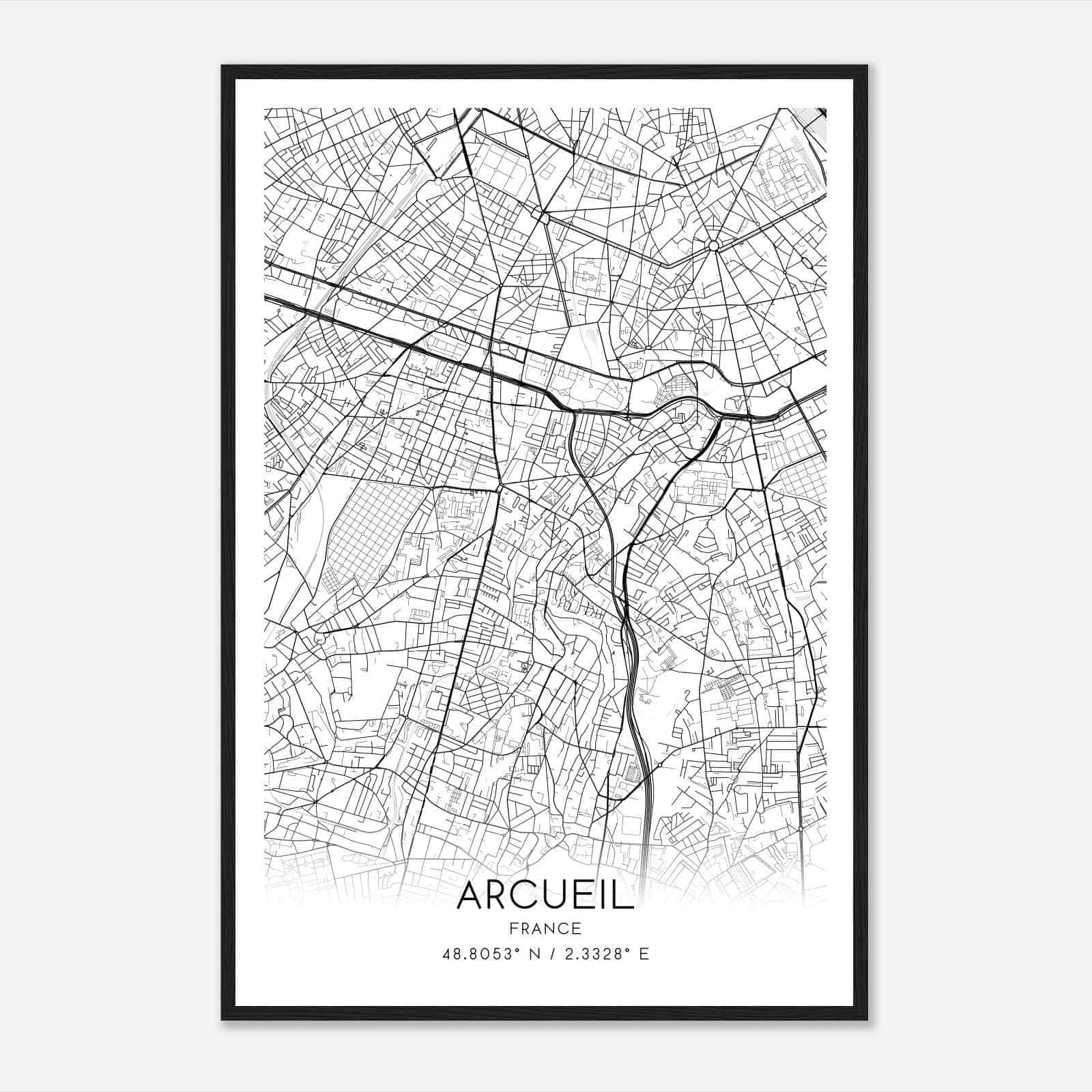 Arcueil France Map Poster, Modern Home Decor Wall Art Print