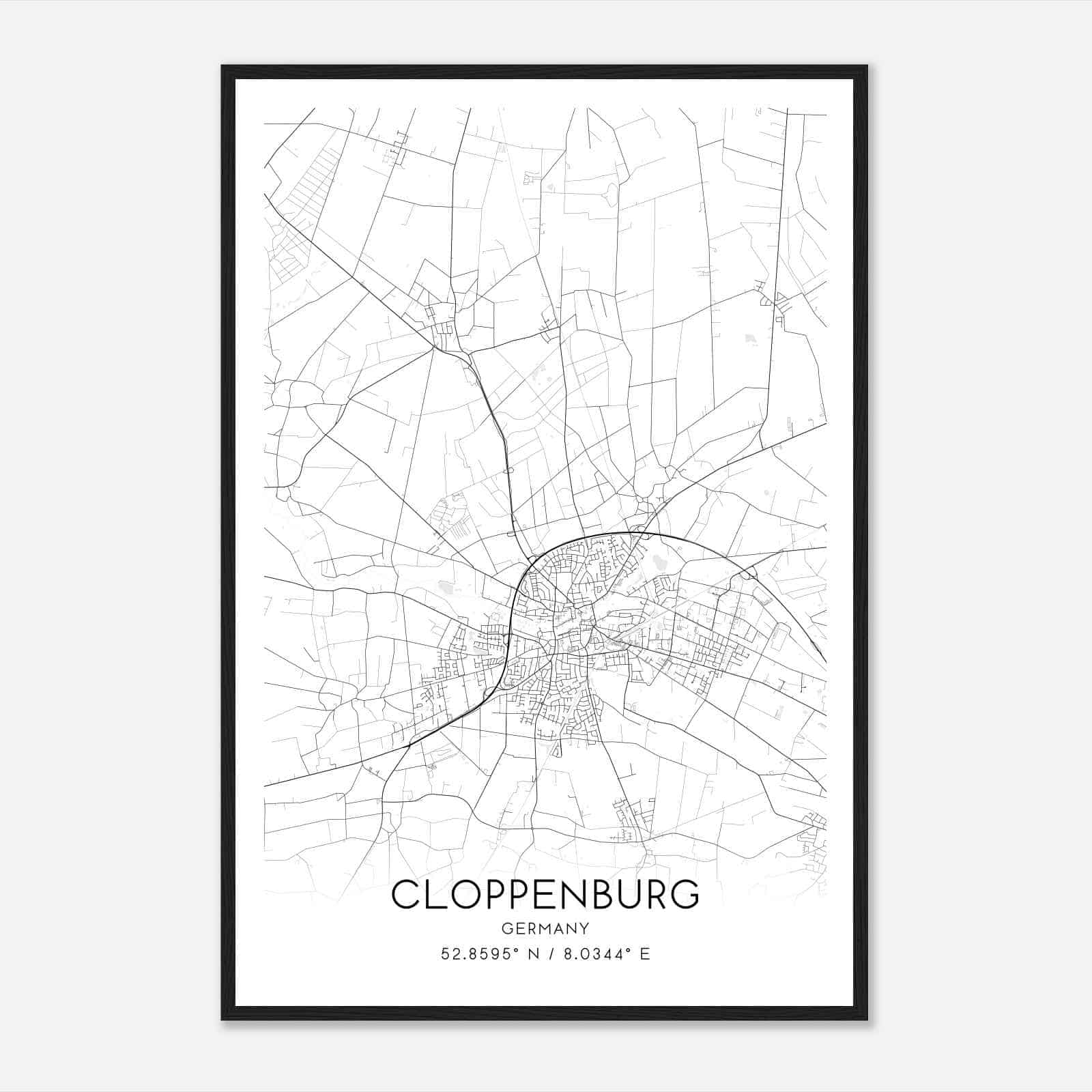 Cloppenburg Germany Map Poster, Modern Home Decor Wall Art Print